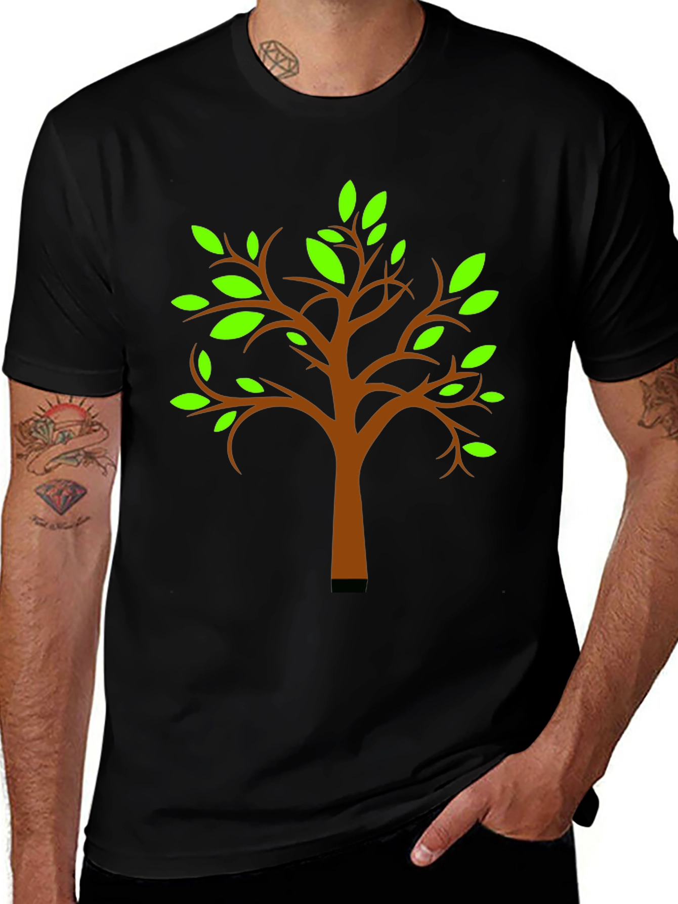 Nature Tree Graphic T-Shirt - Black Cotton Tee