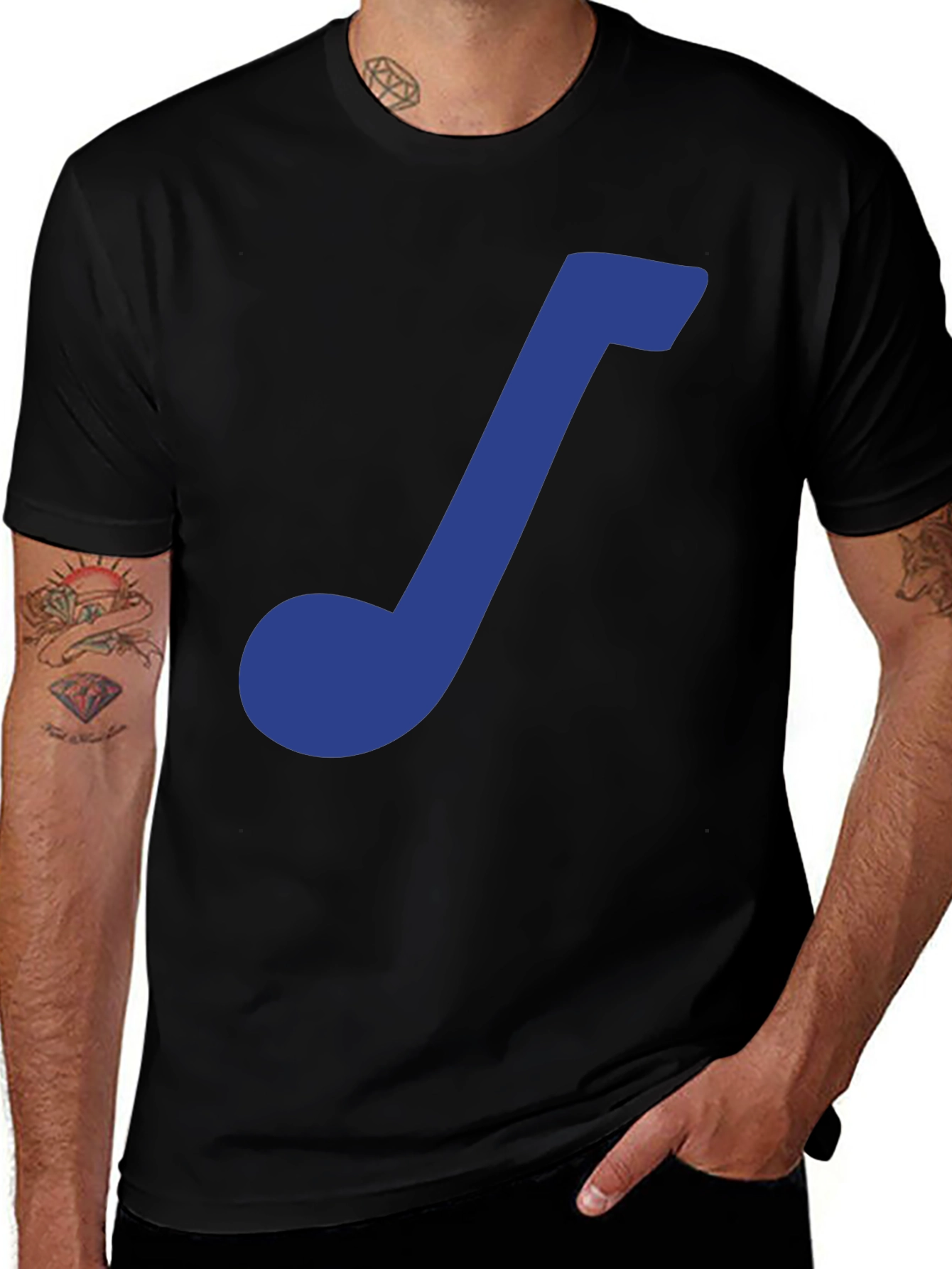 Variant 15 of Blue Music Note Black T-Shirt
