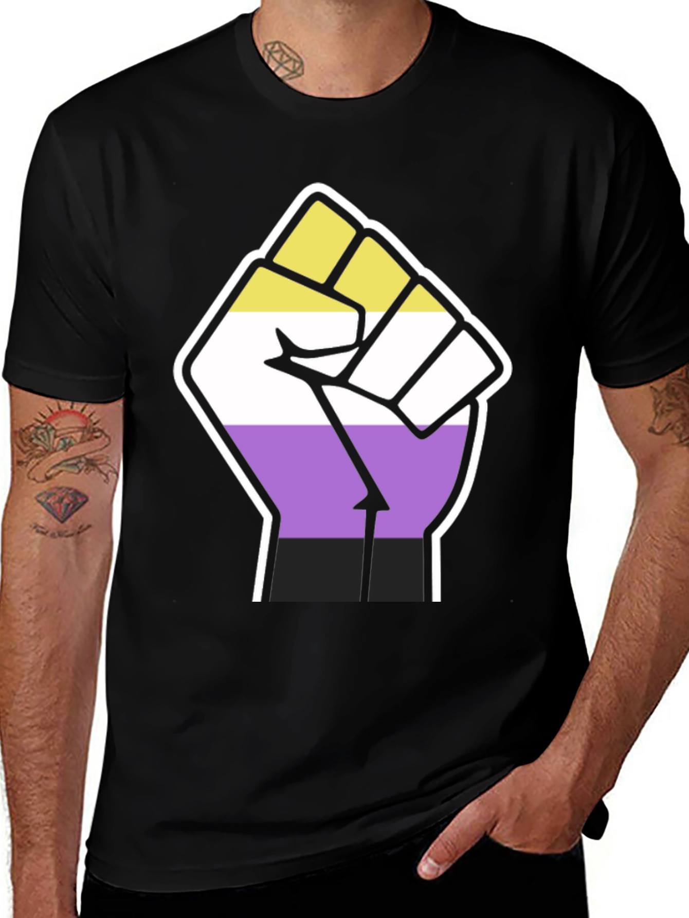 Variant 22 of Nonbinary Pride Fist T-Shirt
