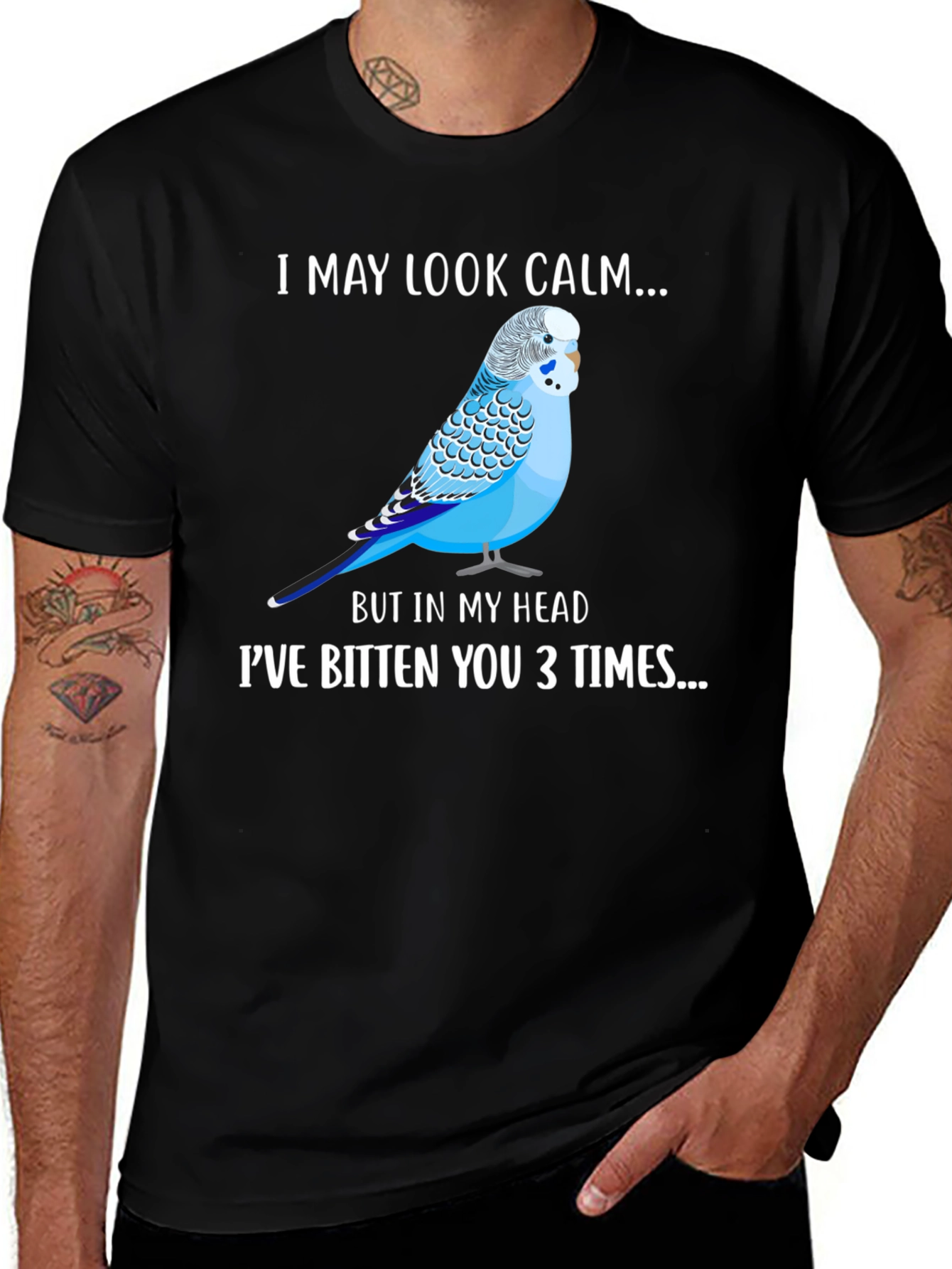 Variant 20 of Calm Budgie Parrot T-Shirt - Funny Bird Lover Tee