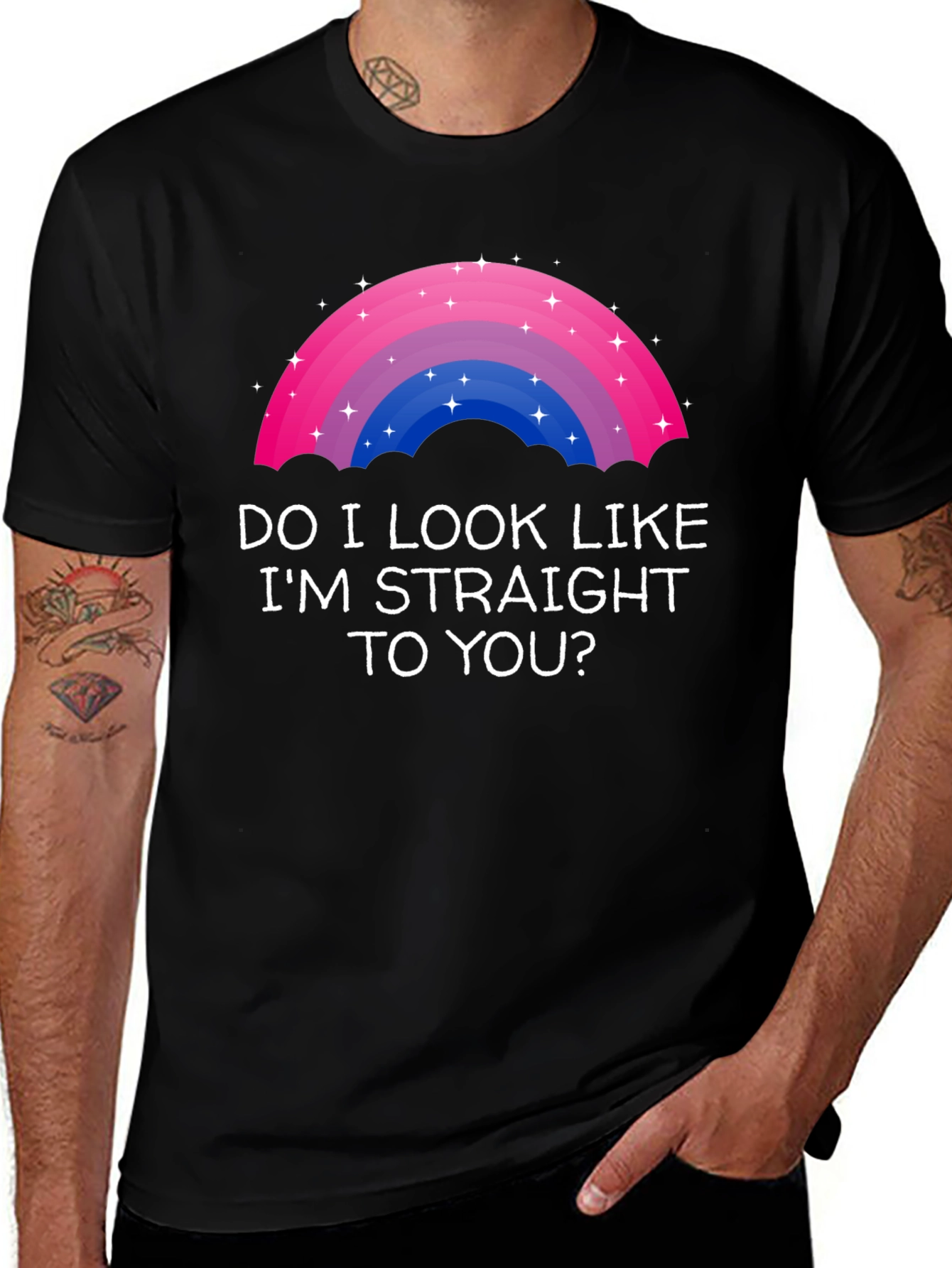 Bisexual Pride Rainbow T-Shirt - "Do I Look Straight?"