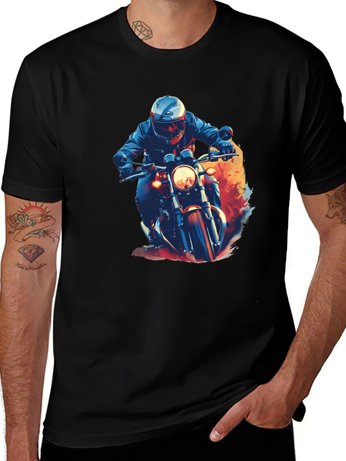Variant 10 of Motorcycle Rider Graphic Black T-Shirt