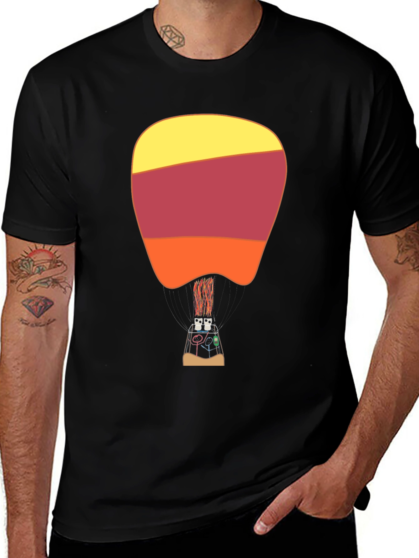 Variant 23 of Unique Graphic Tee - Abstract Hot Air Balloon Design