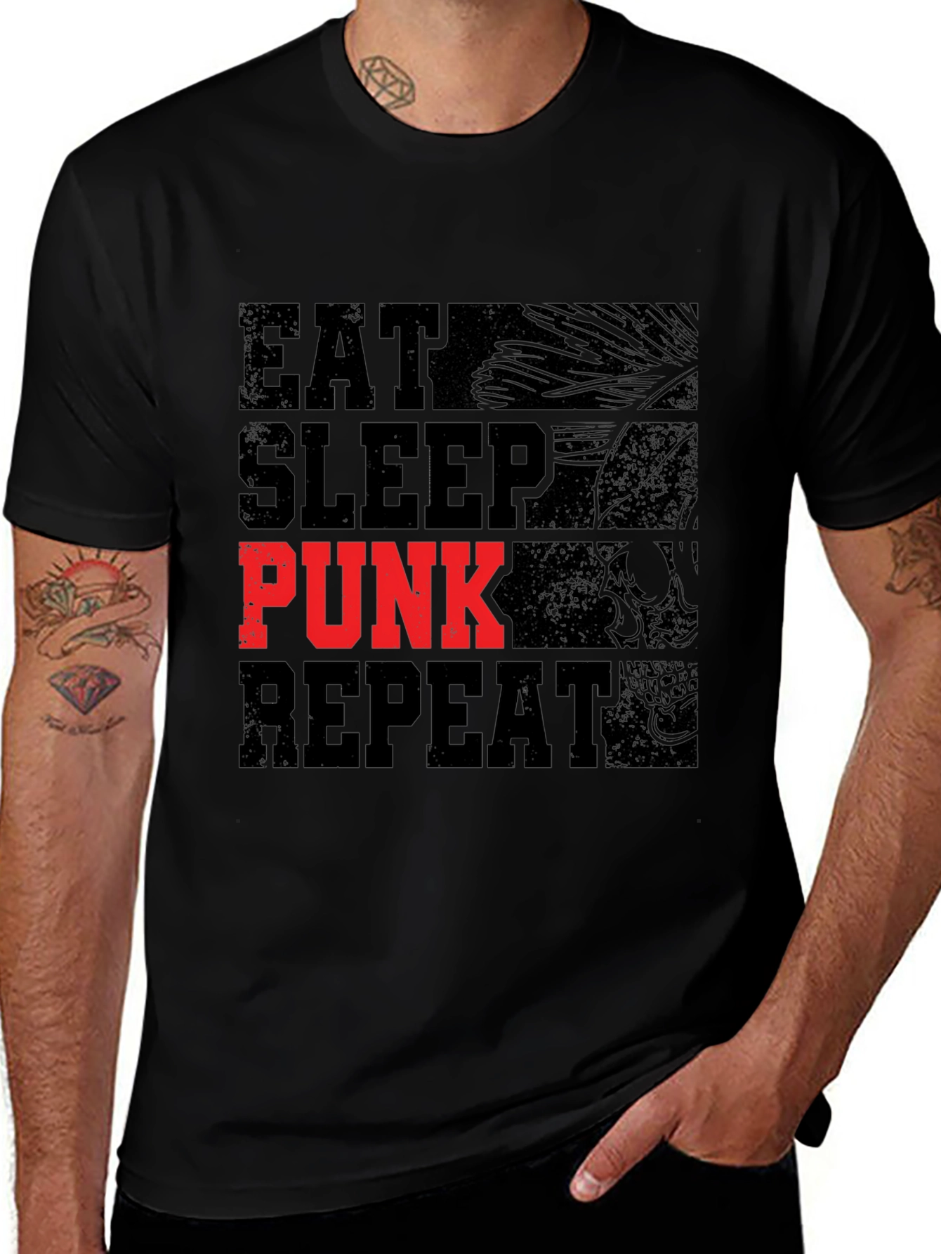 Variant 14 of Eat Sleep Punk Repeat Black T-Shirt