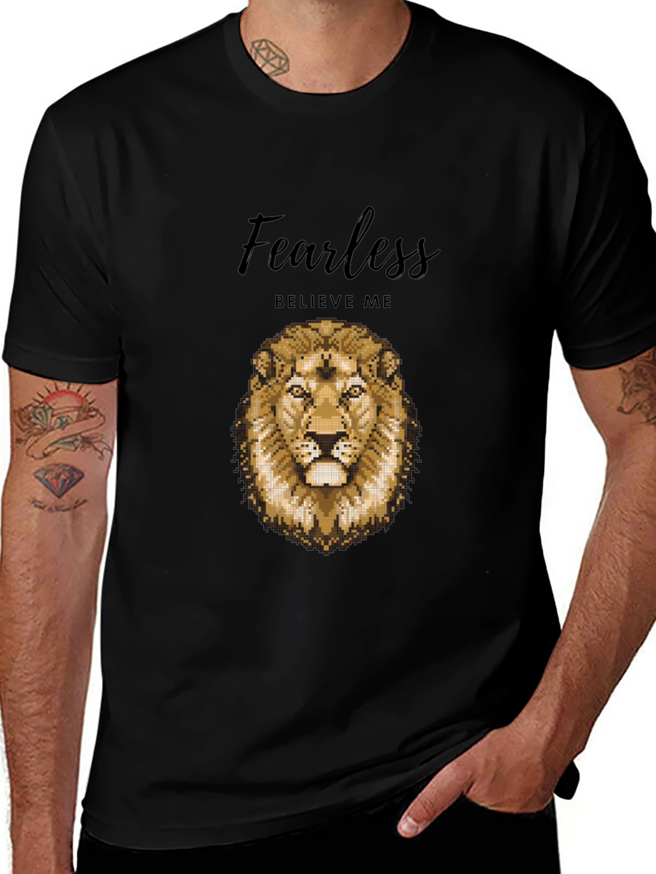 Variant 7 of Fearless Lion Graphic Tee - Premium Cotton Blend