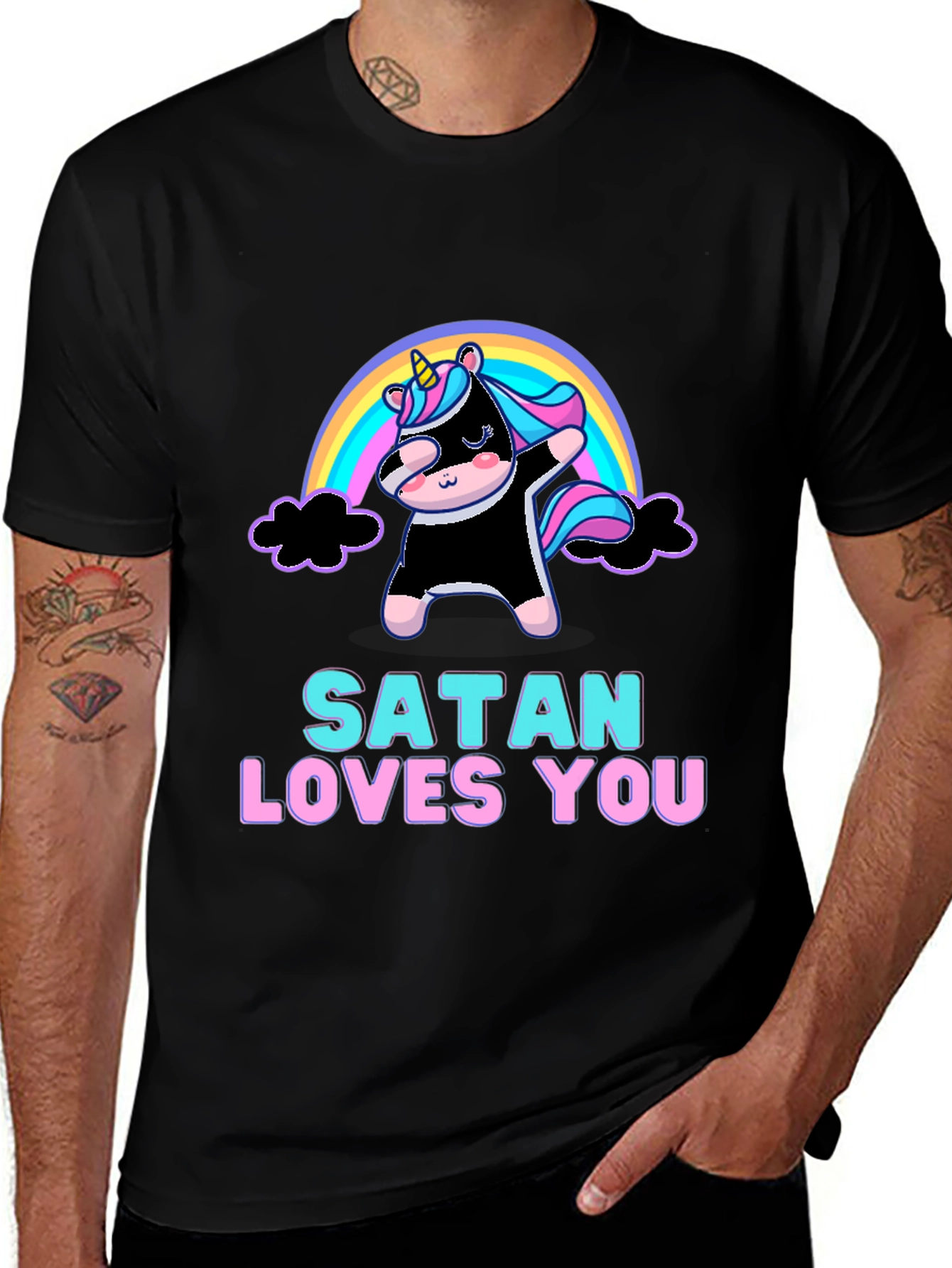 Variant 26 of Satan Loves You Black Unicorn T-Shirt