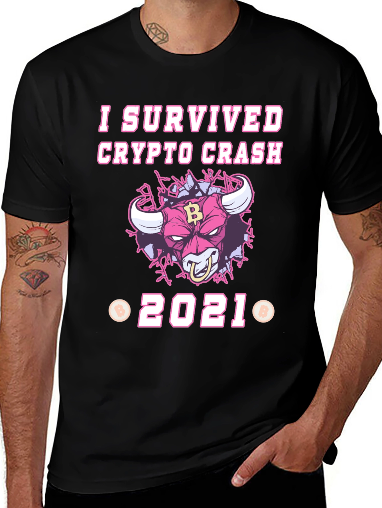 Variant 30 of I Survived Crypto Crash 2021 Black T-Shirt