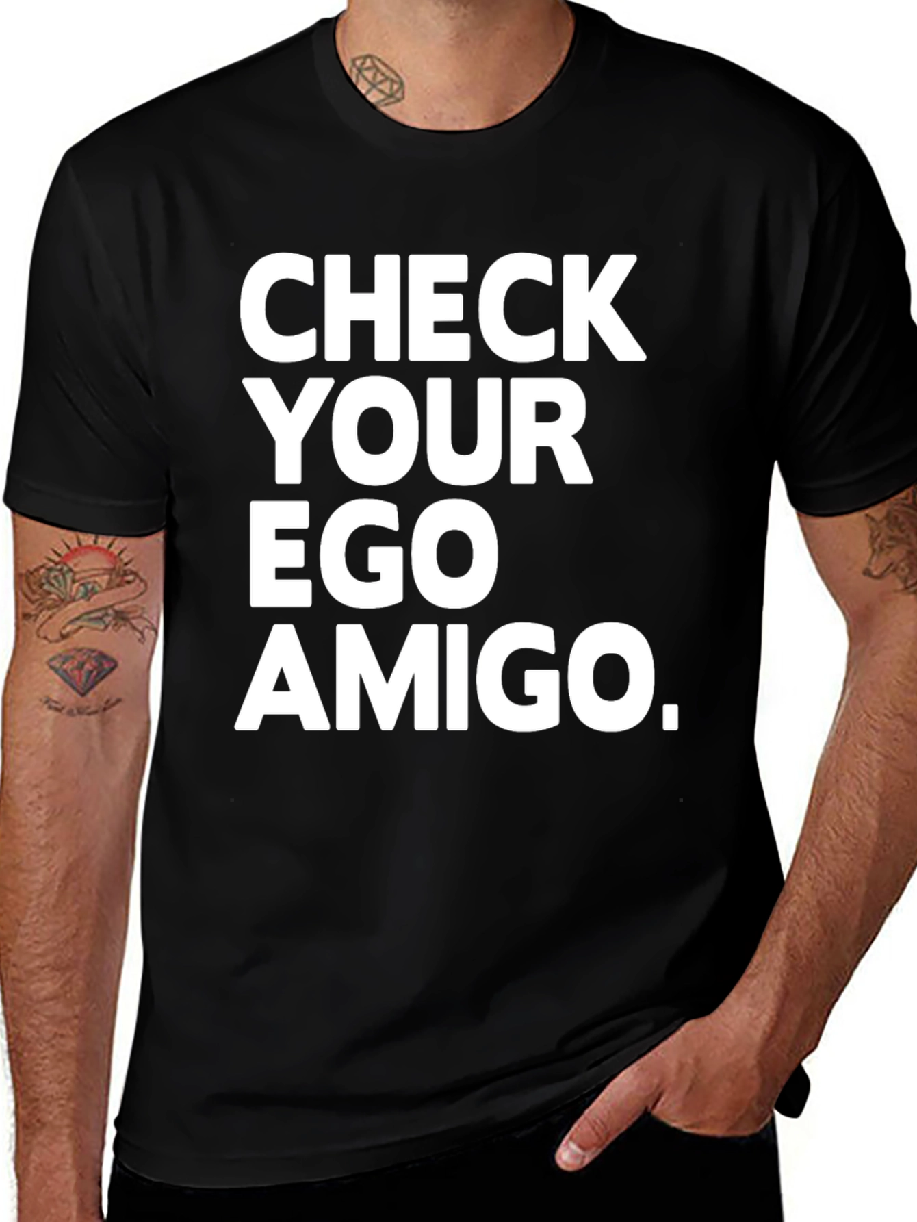 Variant 22 of Check Your Ego Amigo Black T-Shirt