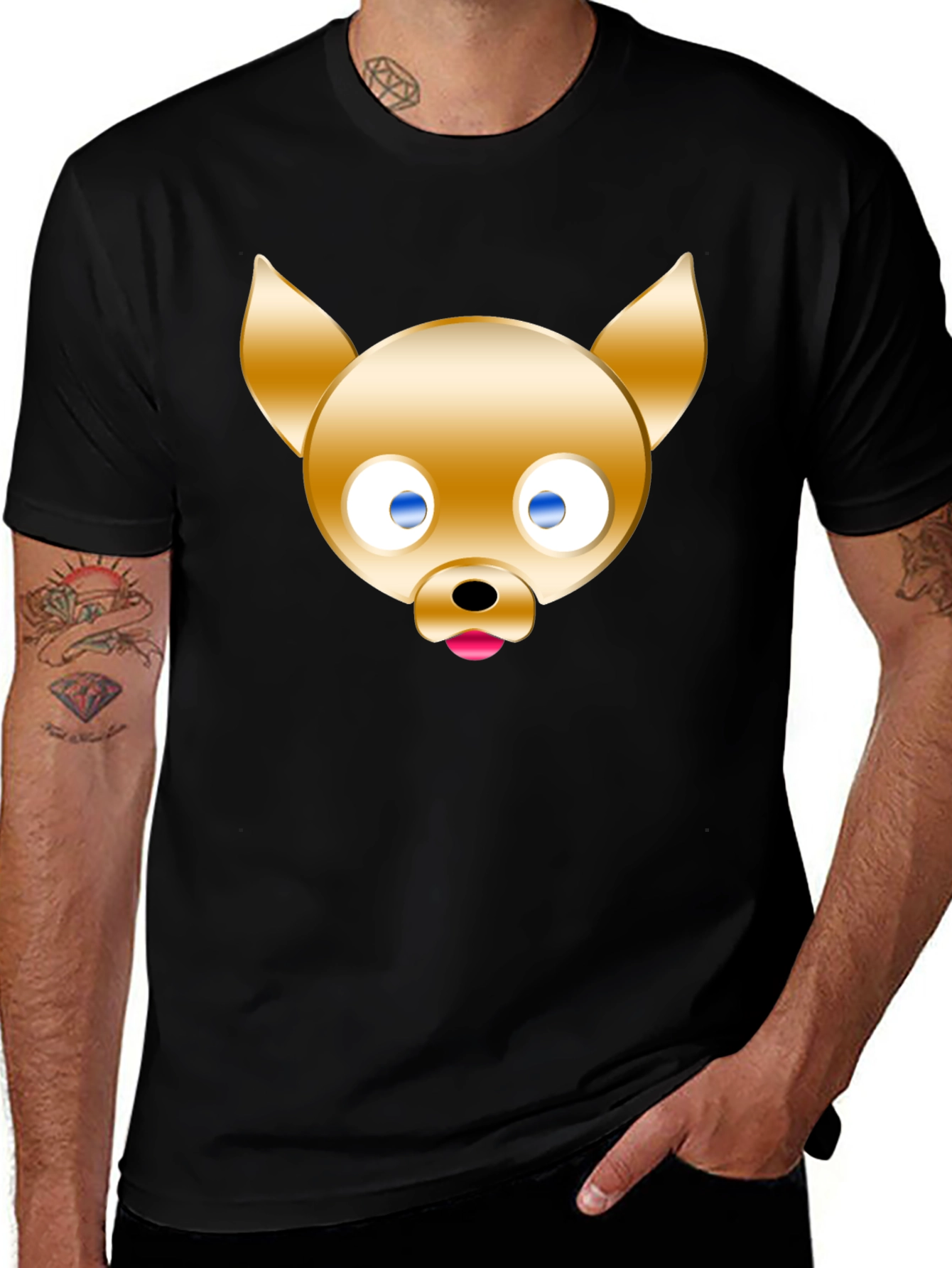 Variant 6 of Fun Dog Graphic Tee - Black Cotton T-Shirt