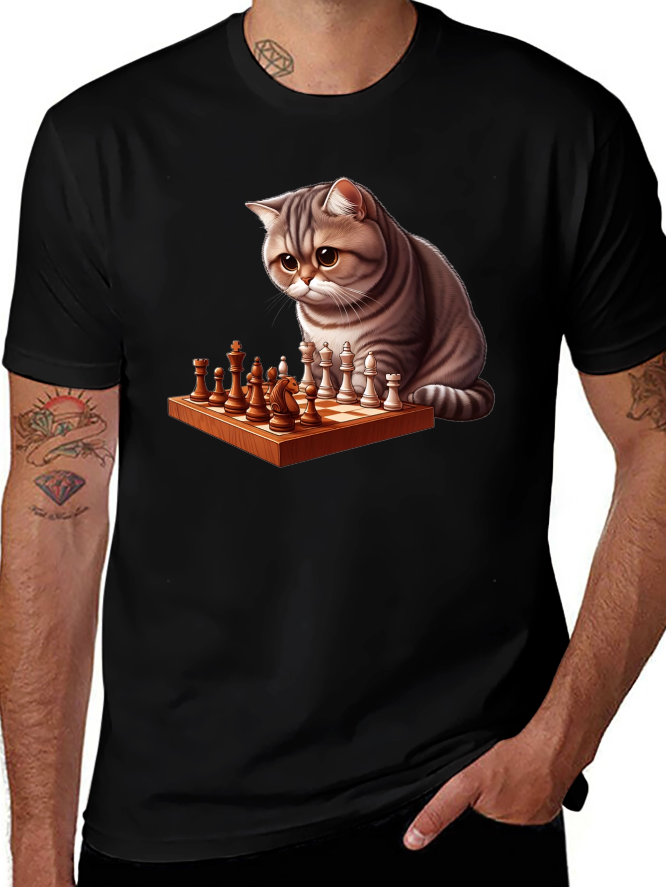 Variant 4 of Cat Chess Player T-Shirt