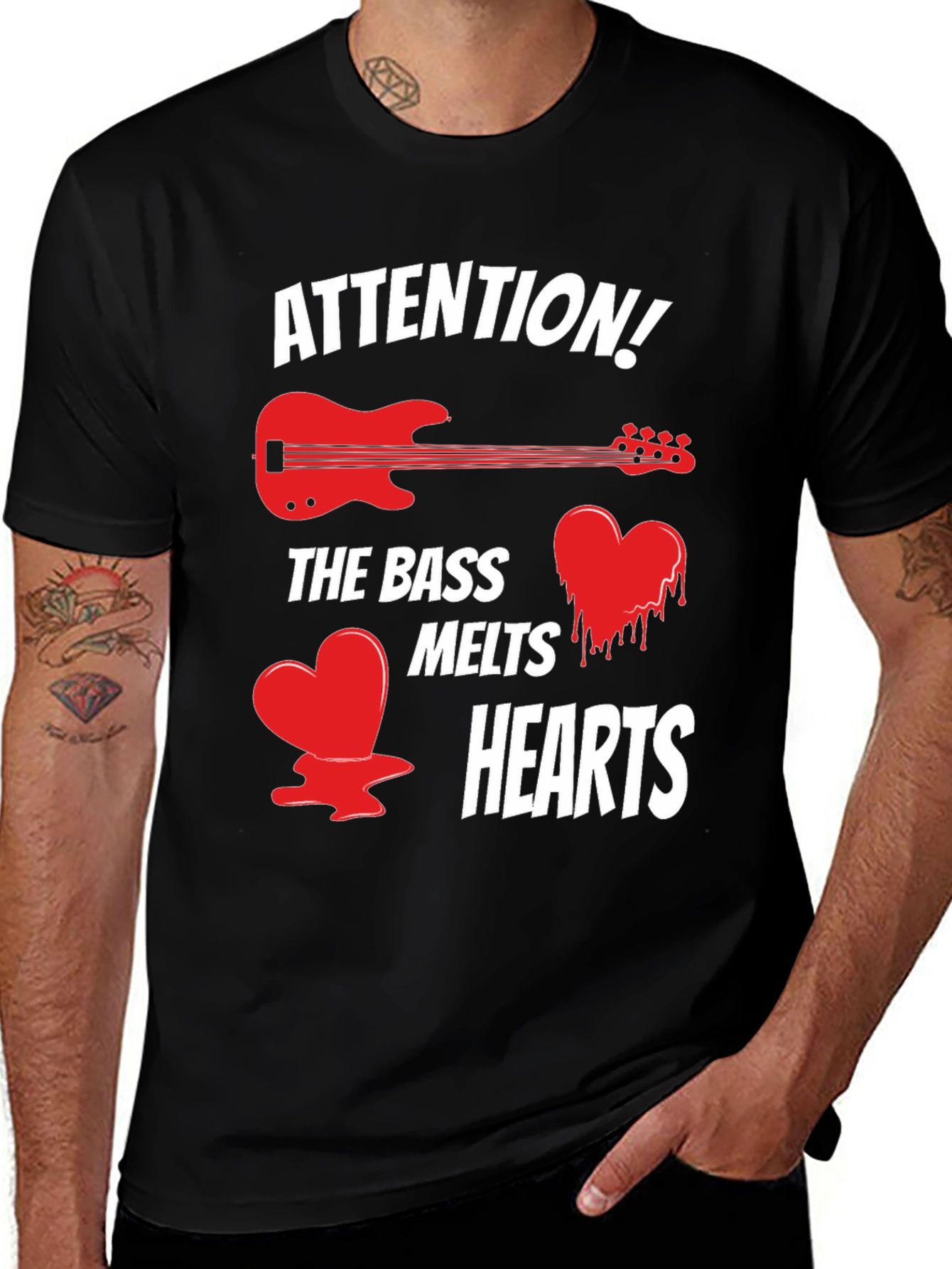 Variant 8 of Bass Guitar Melts Hearts Graphic T-Shirt