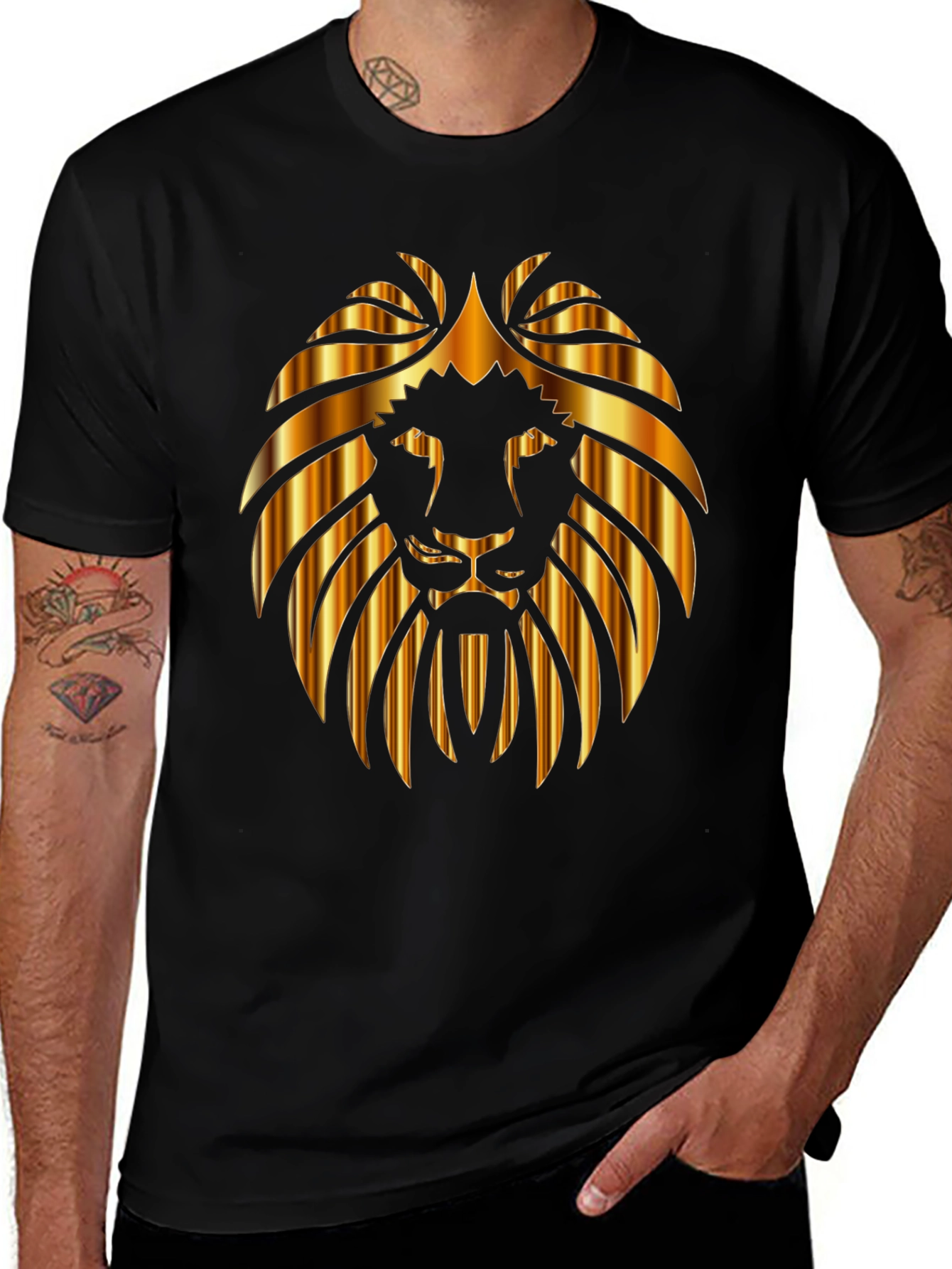 Variant 30 of Golden Lion Graphic Black T-Shirt
