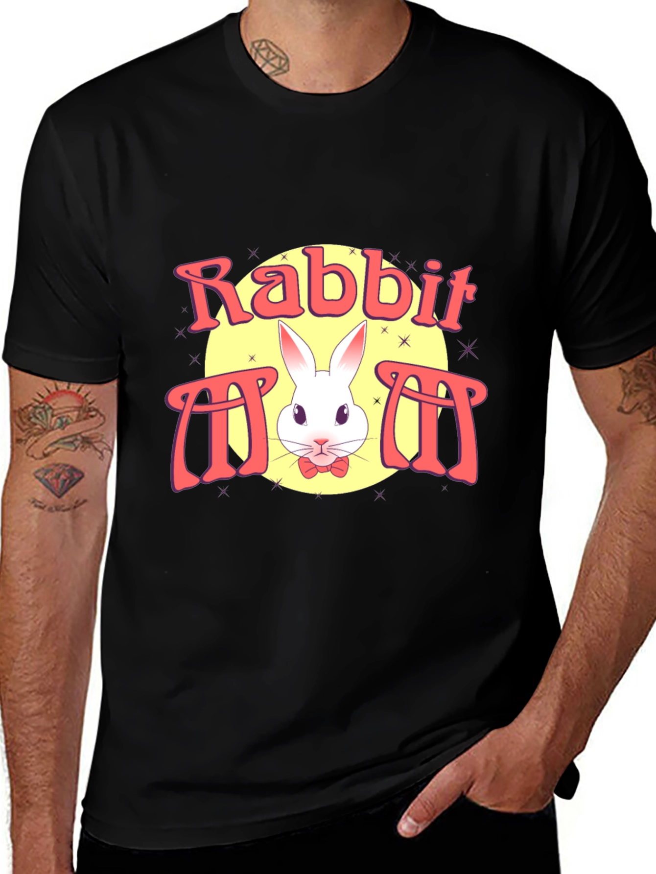 Variant 14 of Cute Rabbit Graphic Black T-Shirt