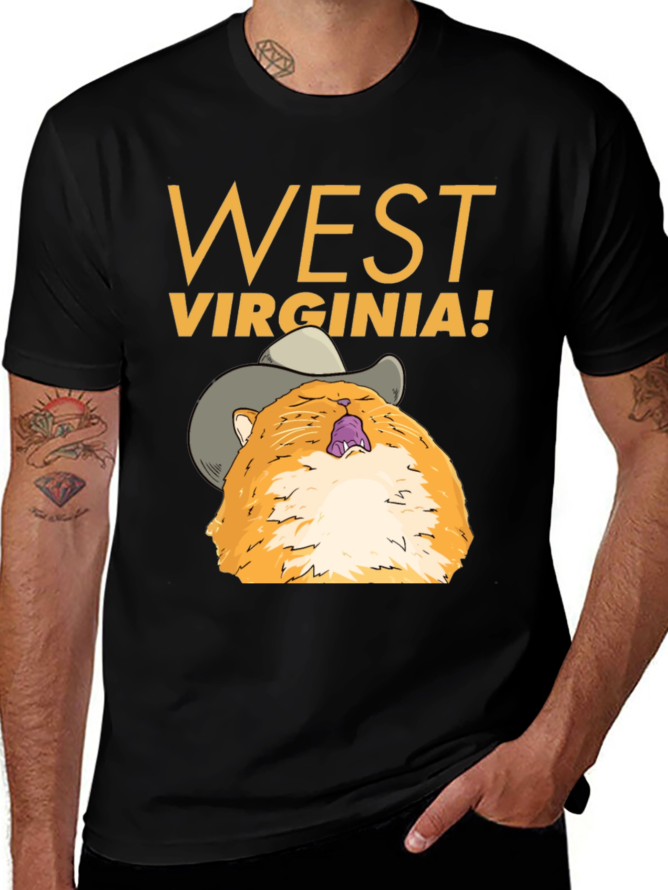 Variant 21 of West Virginia Cat Cowboy Graphic Tee