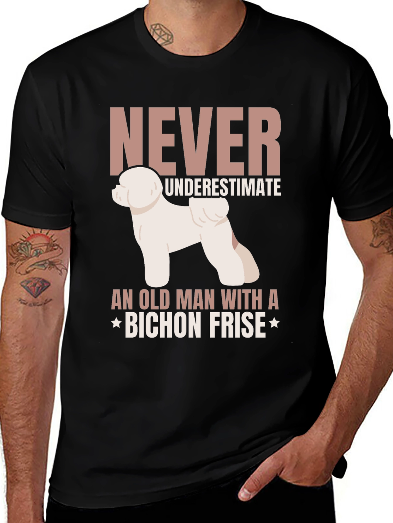 Variant 10 of Bichon Frise Old Man T-Shirt, Funny Dog Lover Tee