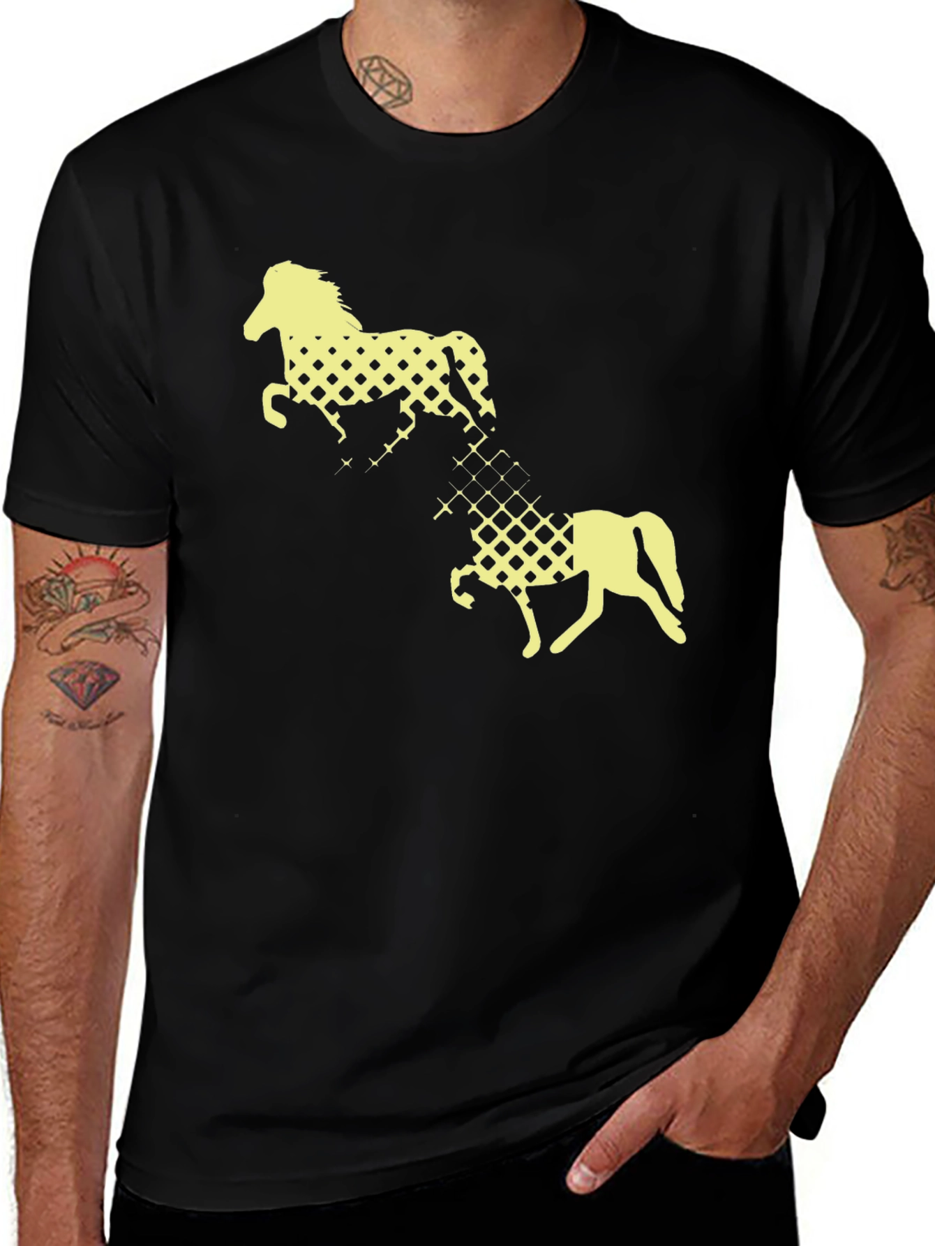Variant 4 of Black T-Shirt with Horse Silhouette Design