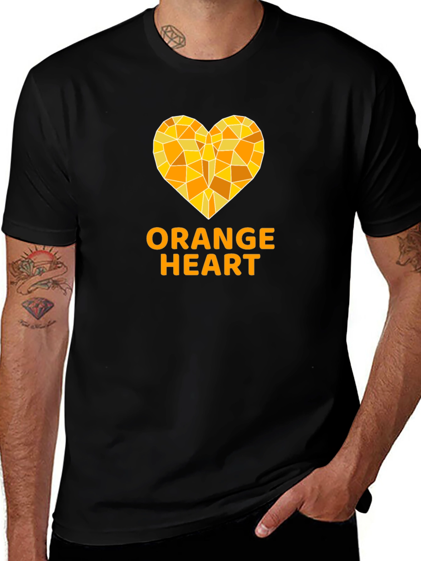 Variant 5 of Orange Heart Graphic Tee - Modern Casual Style