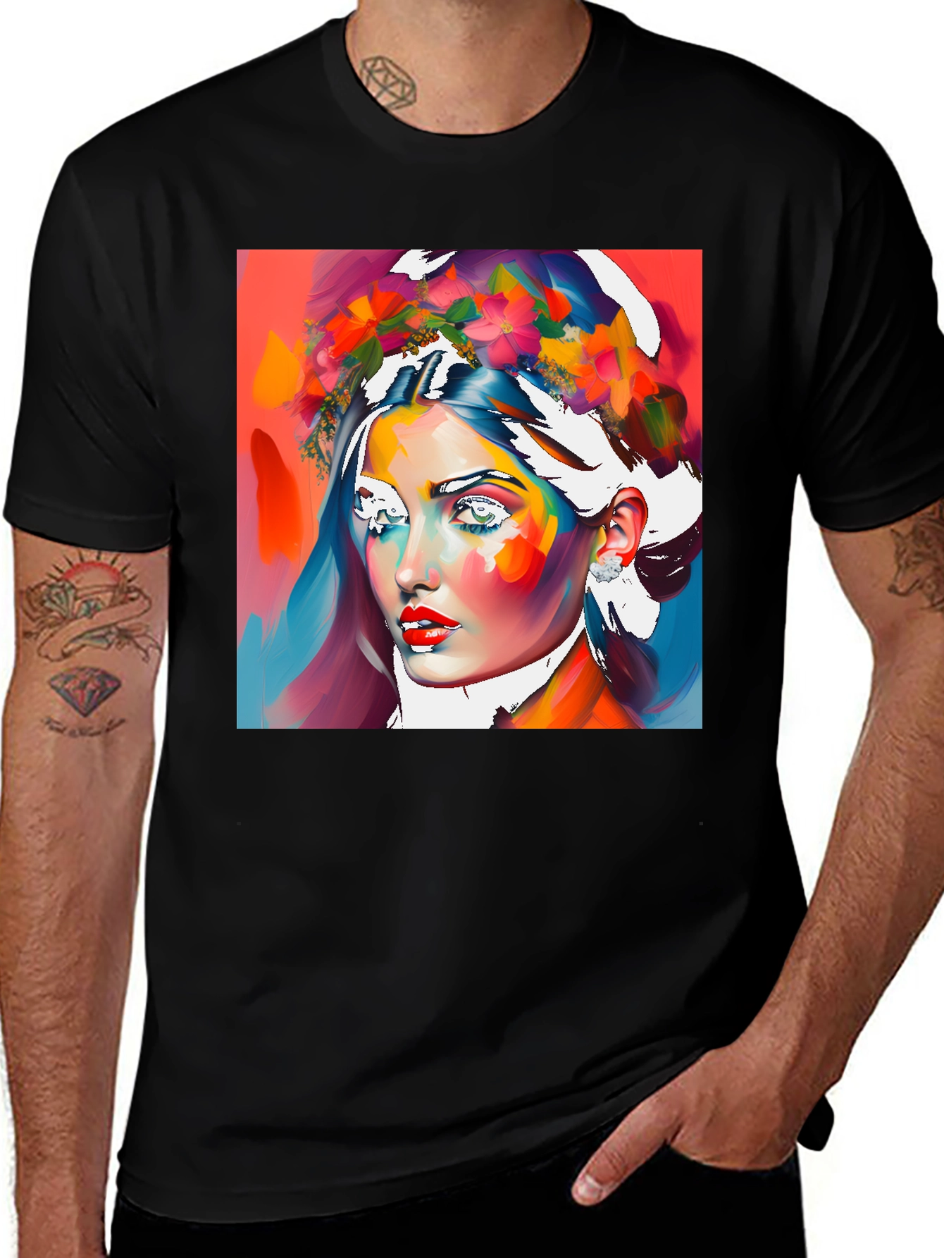 Variant 8 of Floral Woman Graphic Tee - Artistic Style
