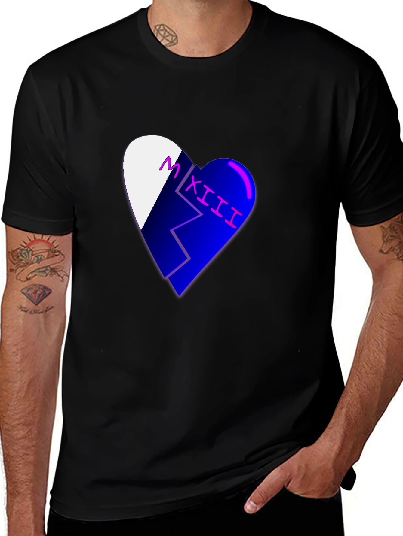 Variant 21 of Broken Heart Graphic Tee - Stylish Men's Black T-Shirt