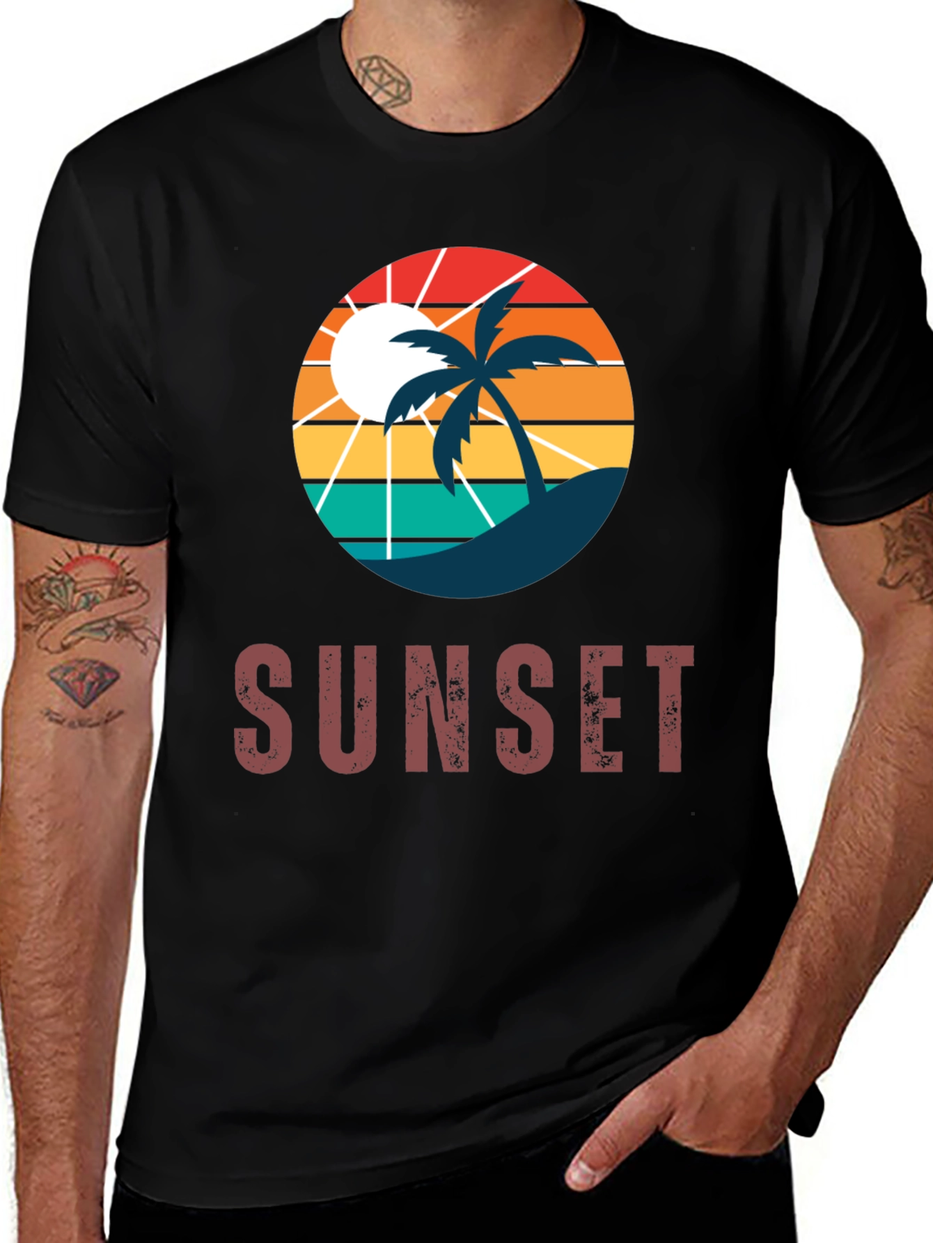 Variant 22 of Sunset Palm Tree Graphic Tee - Retro Style