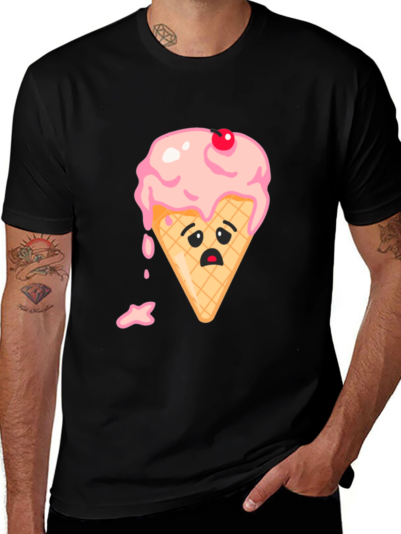 Variant 19 of Sad Ice Cream Cone T-Shirt - Funny Graphic Tee