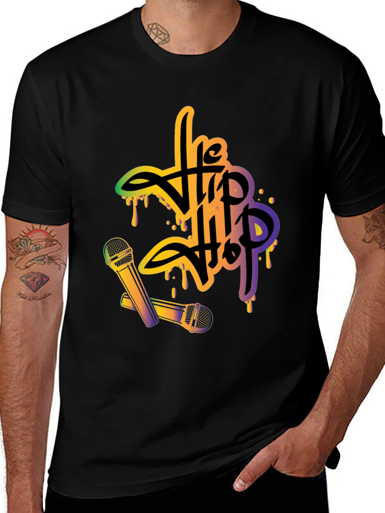 Hip Hop Graphic T-Shirt - Black