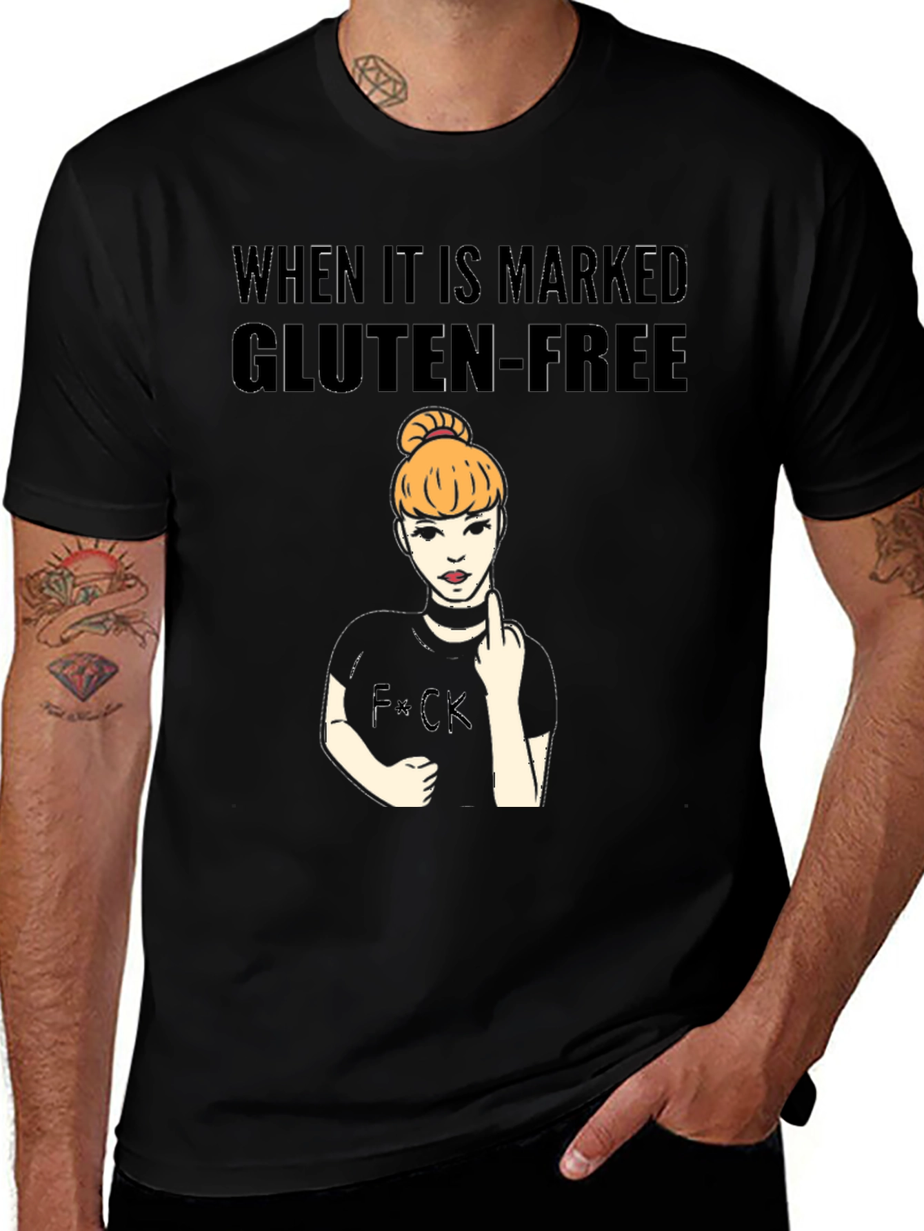Variant 16 of Gluten-Free Humor Black T-Shirt