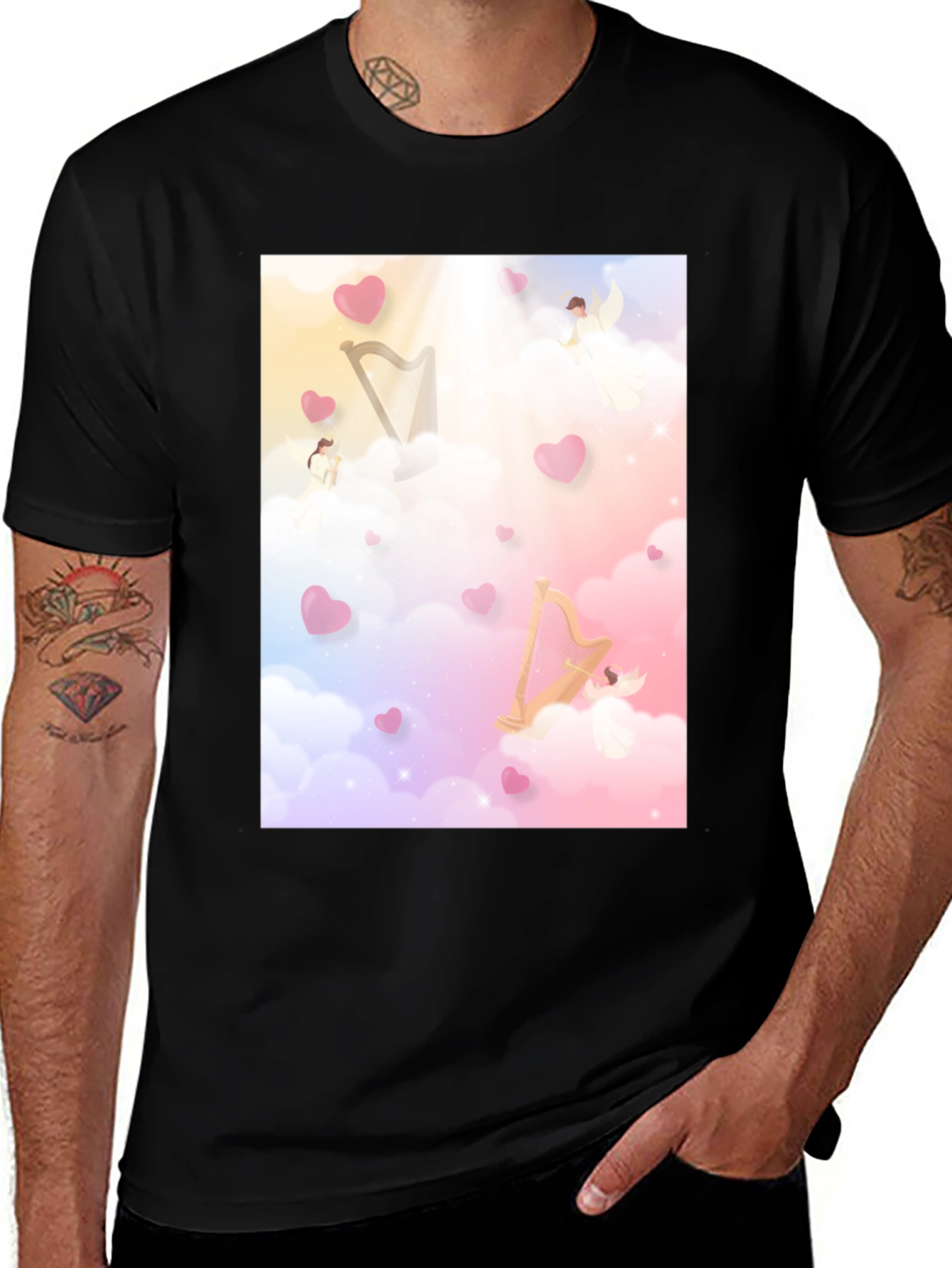 Variant 26 of Angelic Dreamscape Tee - Cloud Harp Design