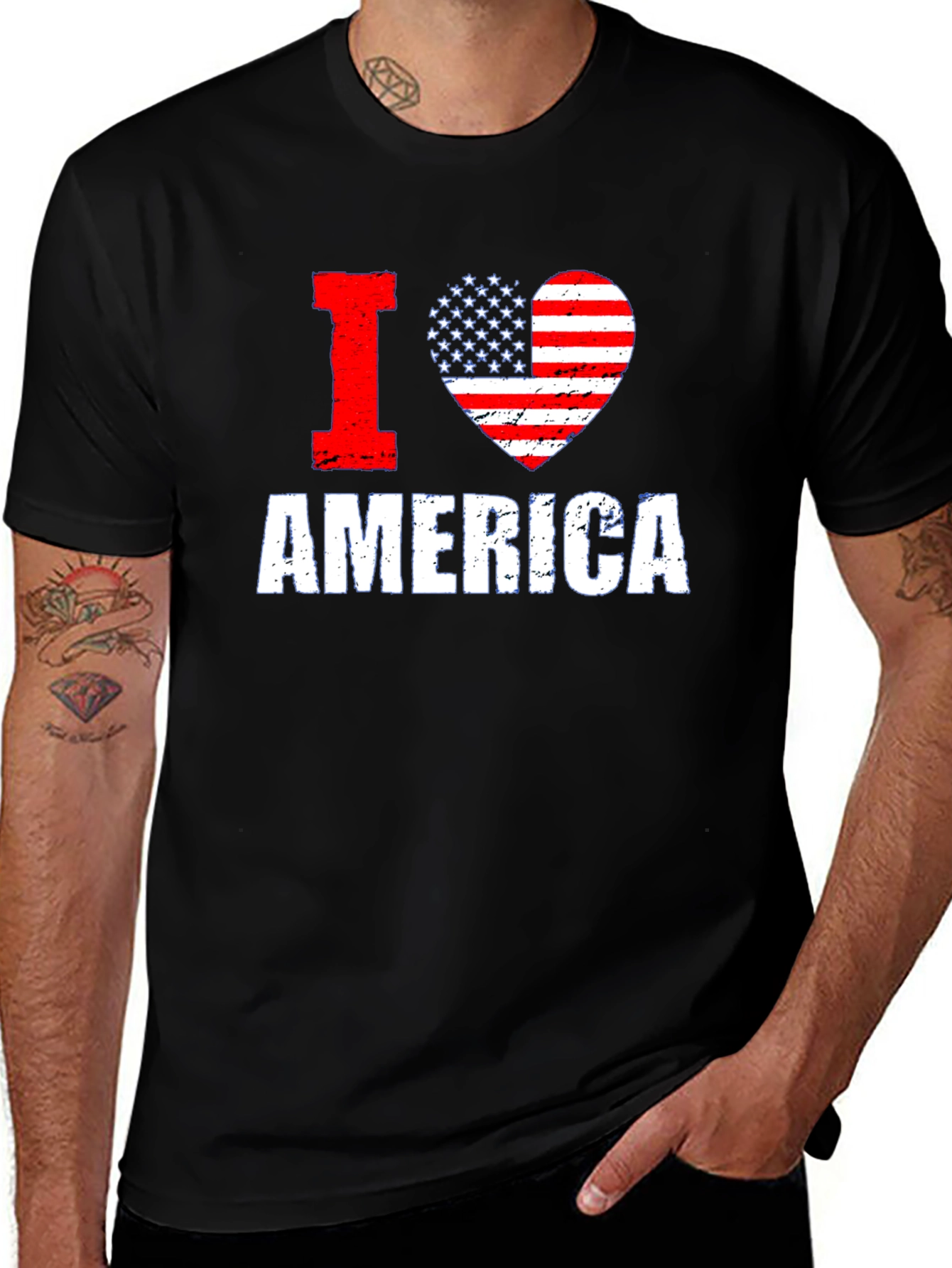Variant 18 of I Love America T-Shirt Patriotic USA Flag Heart Tee