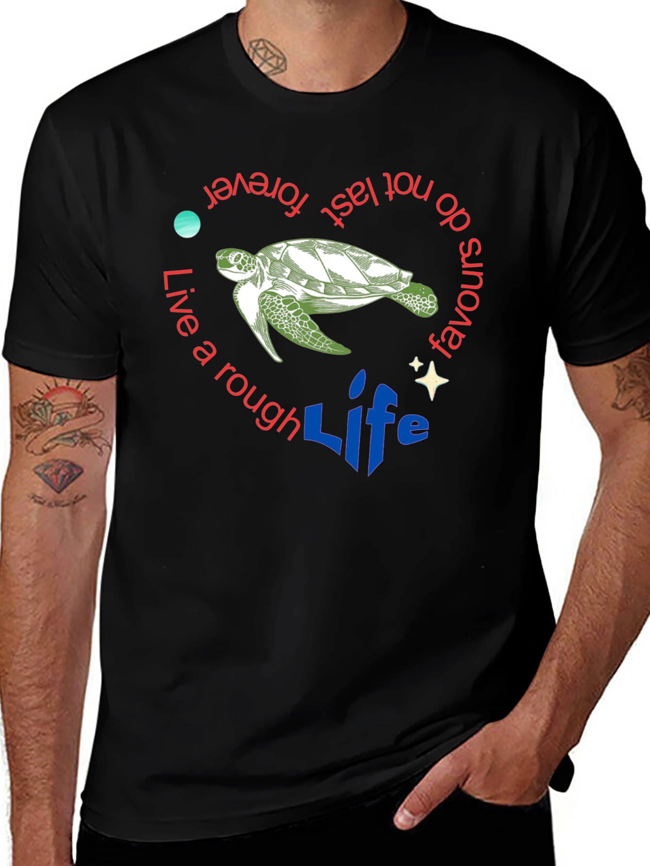 Variant 16 of Live a Rough Life Turtle Graphic Tee