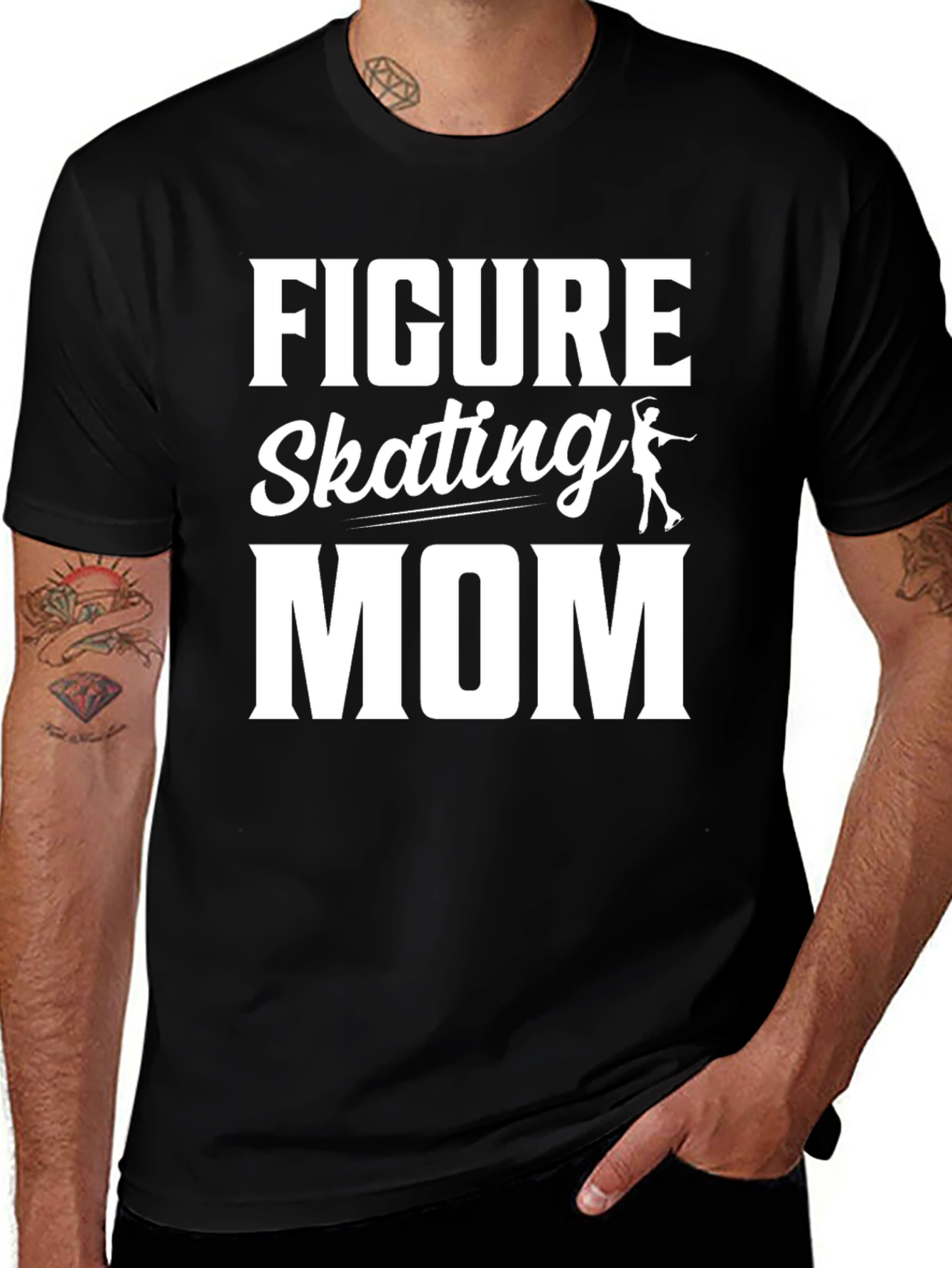 Variant 19 of Figure Skating Mom Graphic Tee - Black Cotton Shirt
