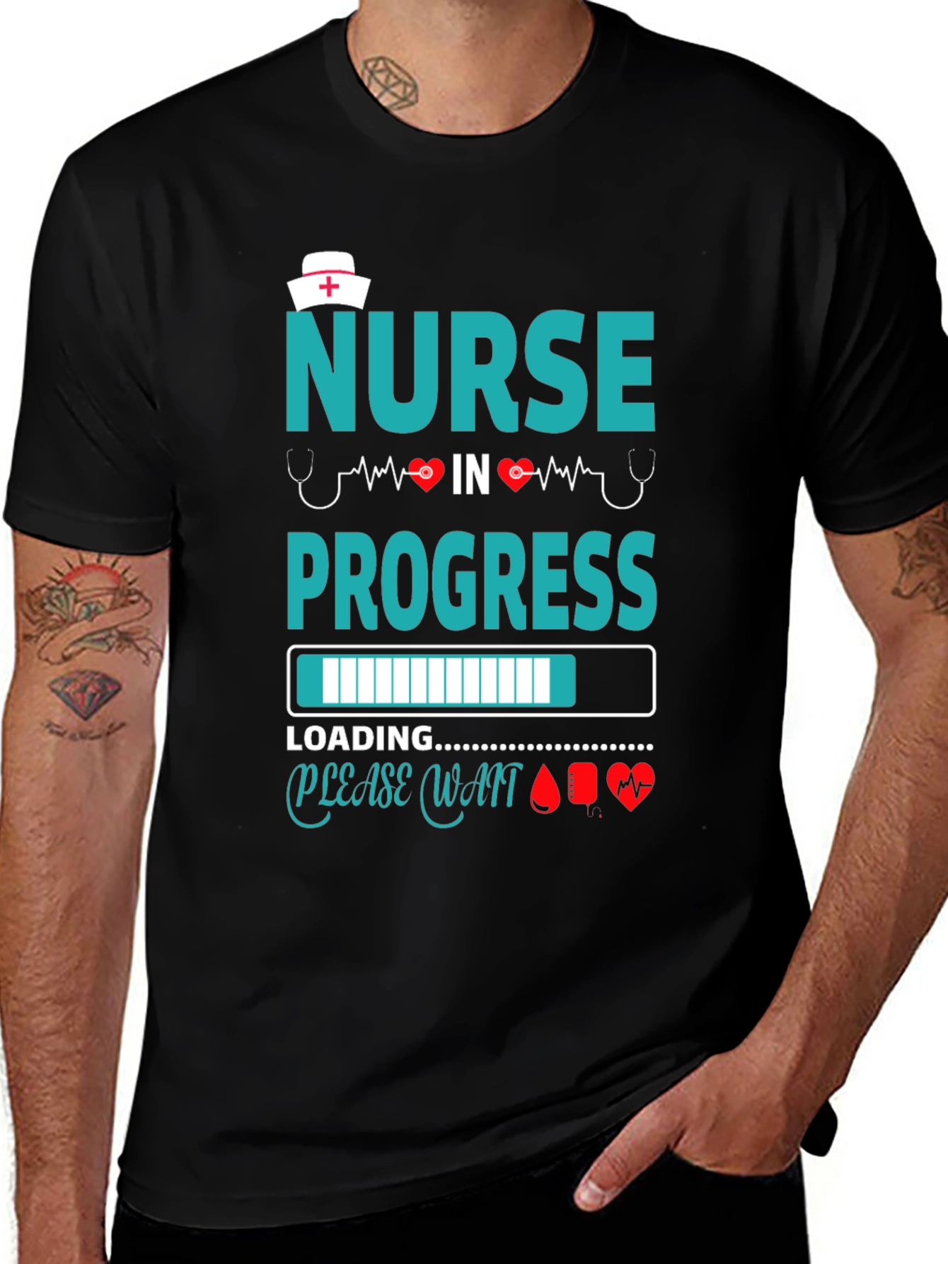 Variant 15 of Nurse in Progress Black T-Shirt