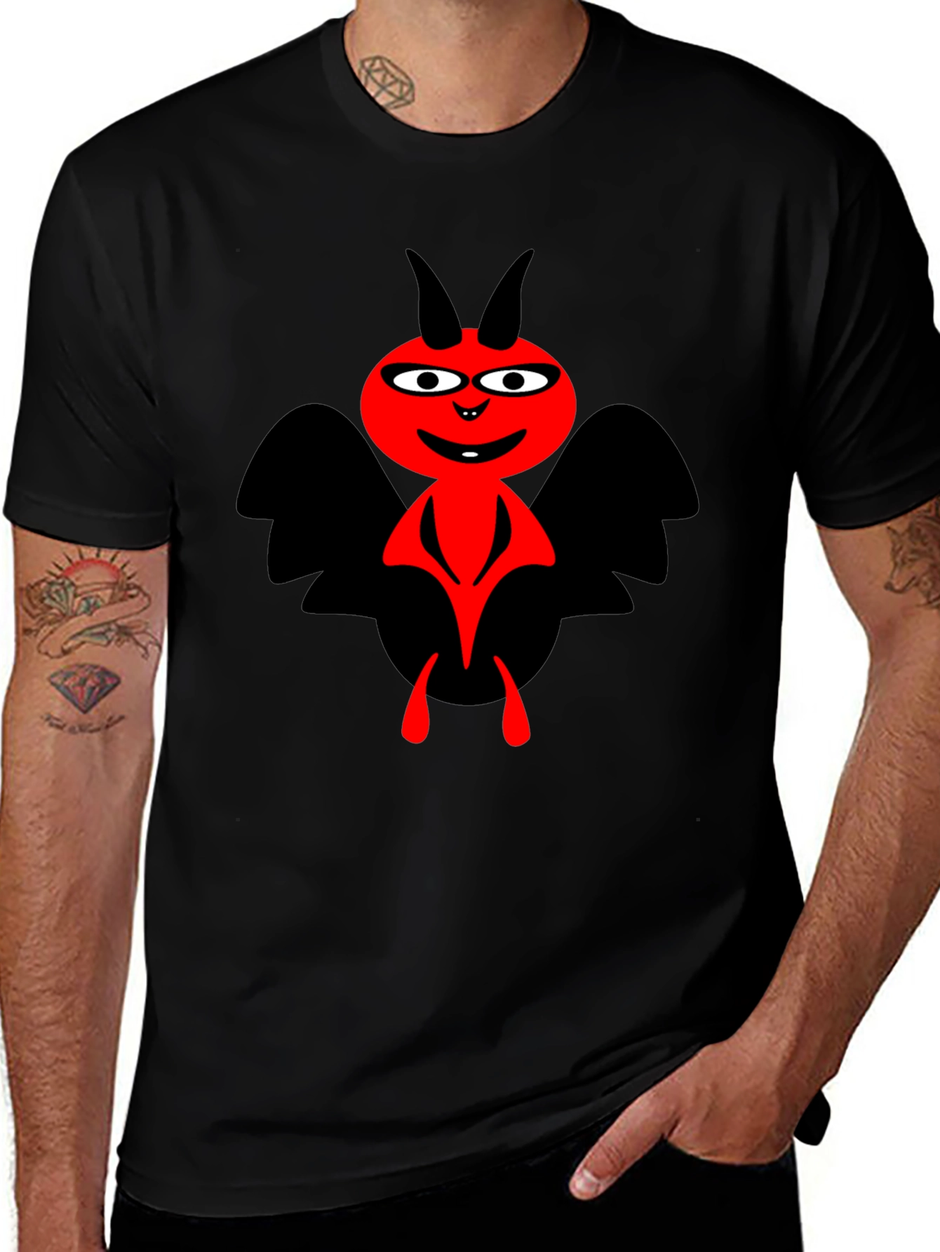 Variant 27 of Devil Bat Graphic Tee - Black Cotton T-Shirt