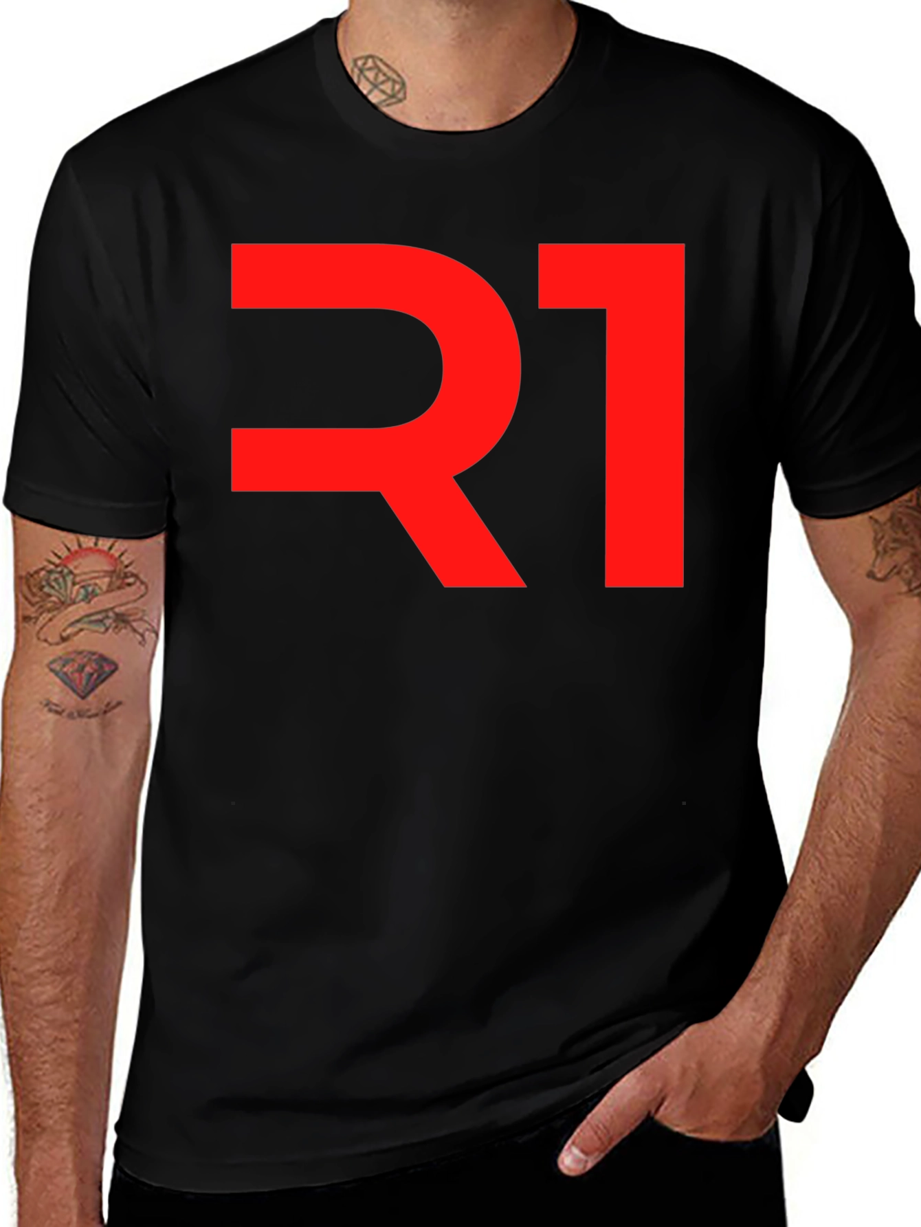 Variant 25 of Bold R1 Graphic Tee - Mens Black T-Shirt