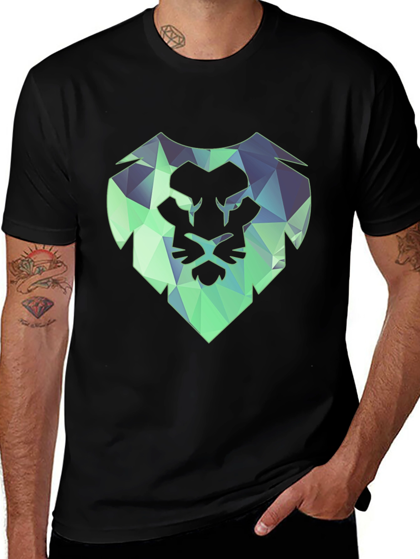Variant 5 of Geometric Lion Tee - Modern Black T-Shirt