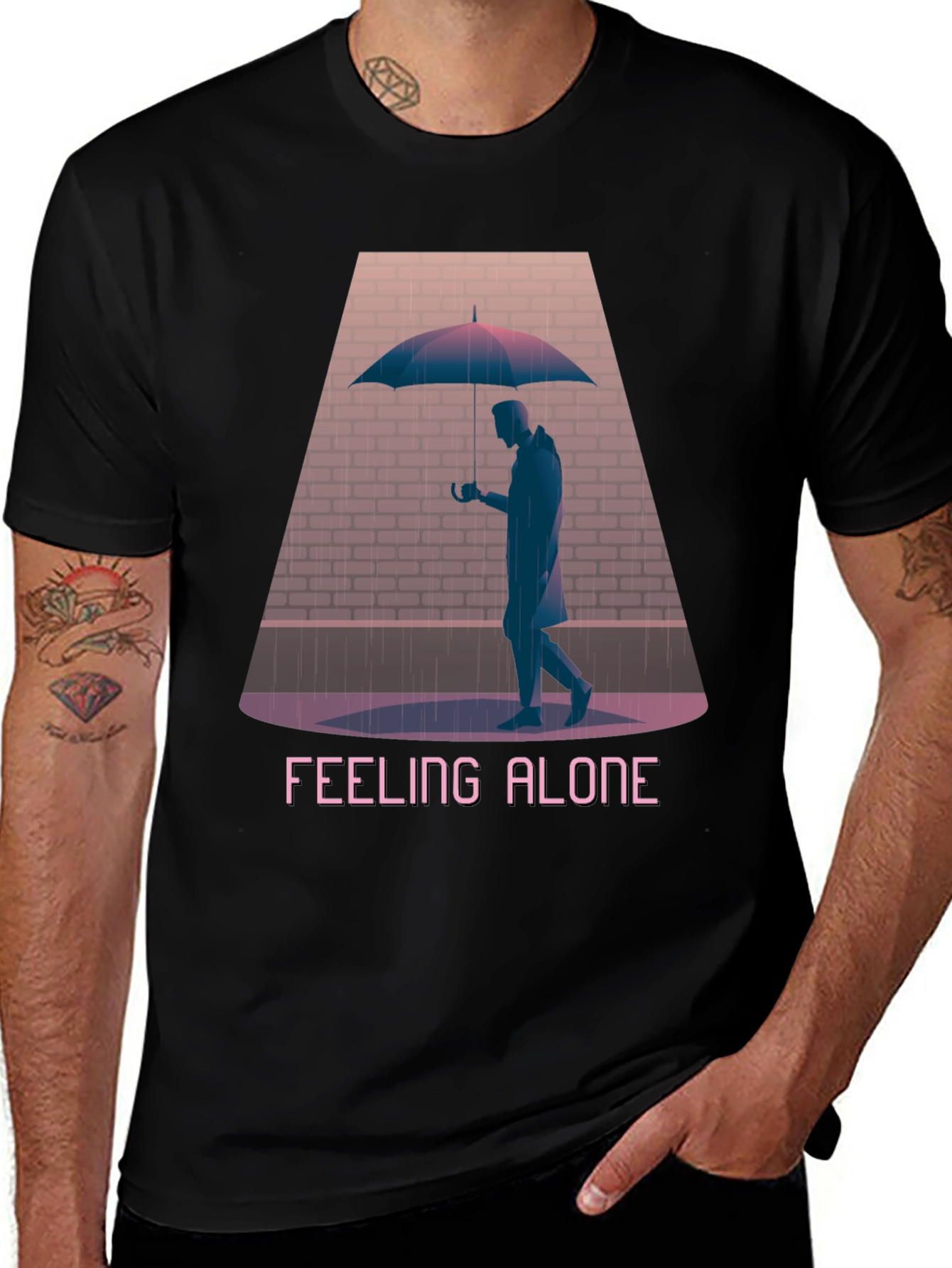 Variant 3 of Feeling Alone Graphic Tee - Black Cotton T-Shirt
