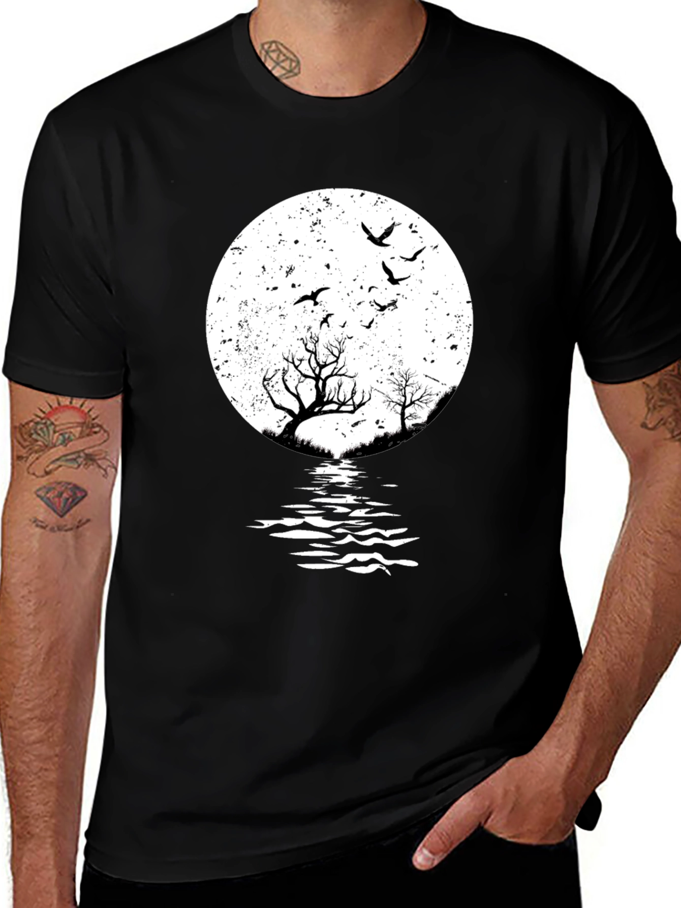 Moonlit Silhouette Graphic T-Shirt