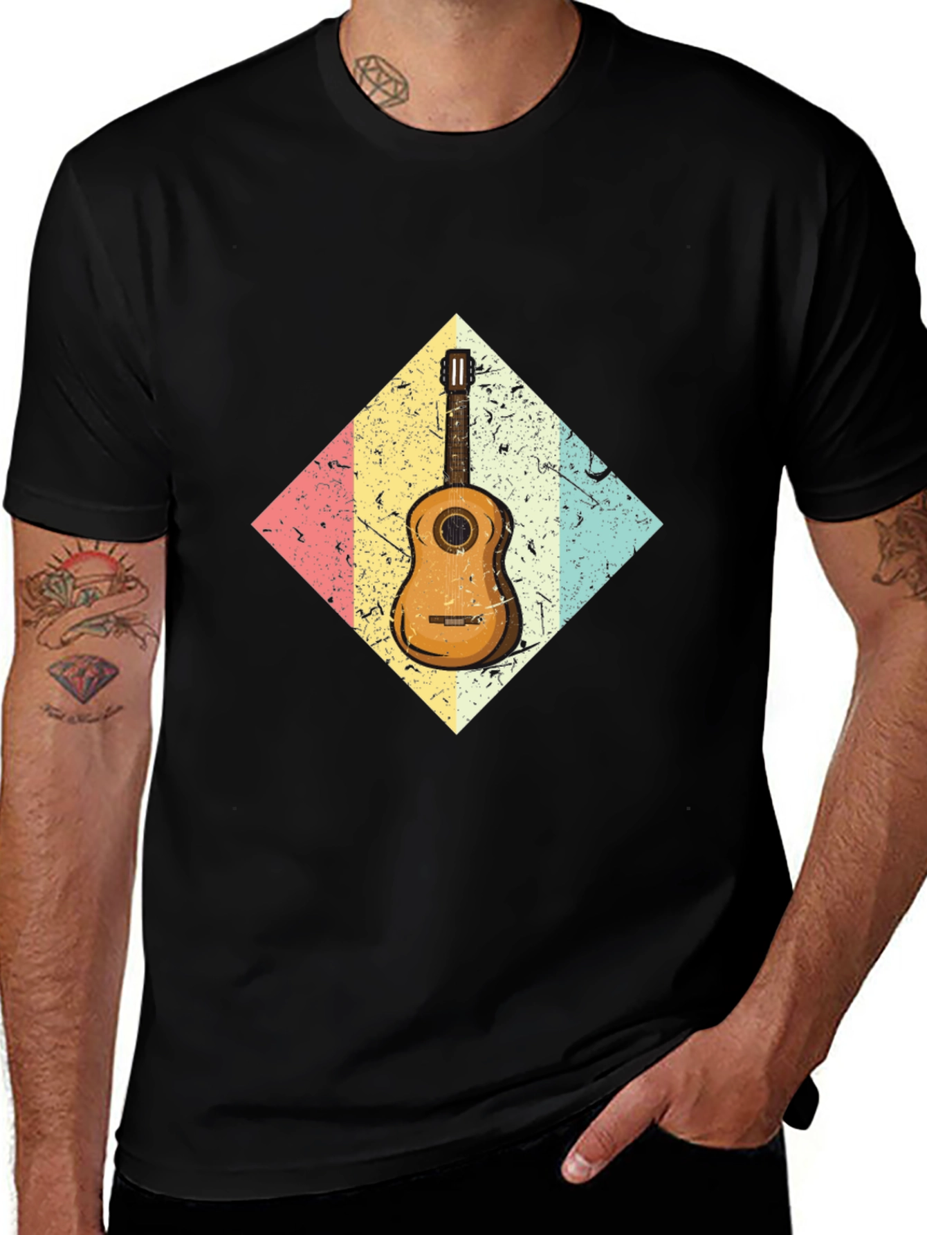 Variant 11 of Retro Guitar Graphic Tee - Black