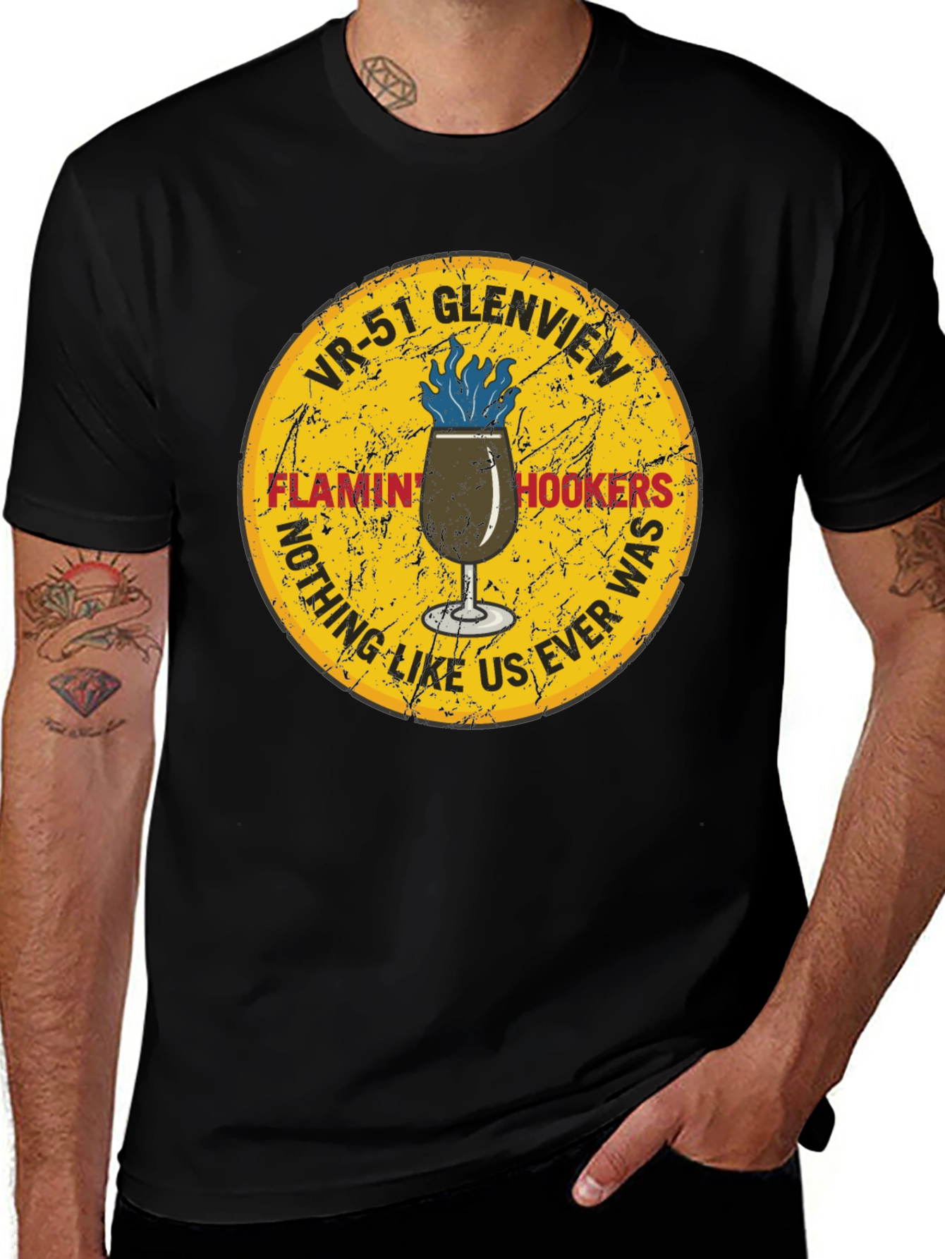 Variant 10 of VR-51 Glenview Flaming Hookers Black T-Shirt