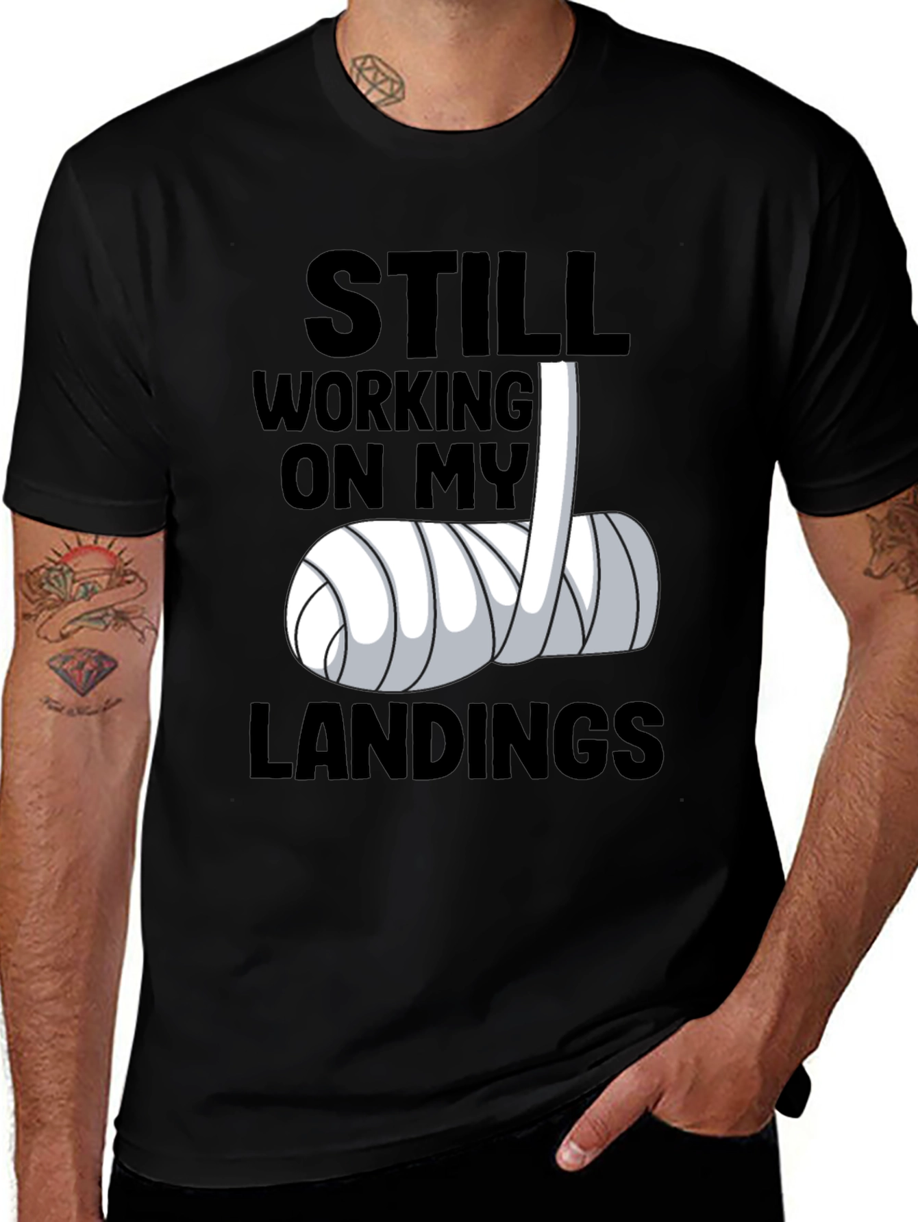 Variant 23 of Funny 'Still Working on My Landings' Graphic T-Shirt