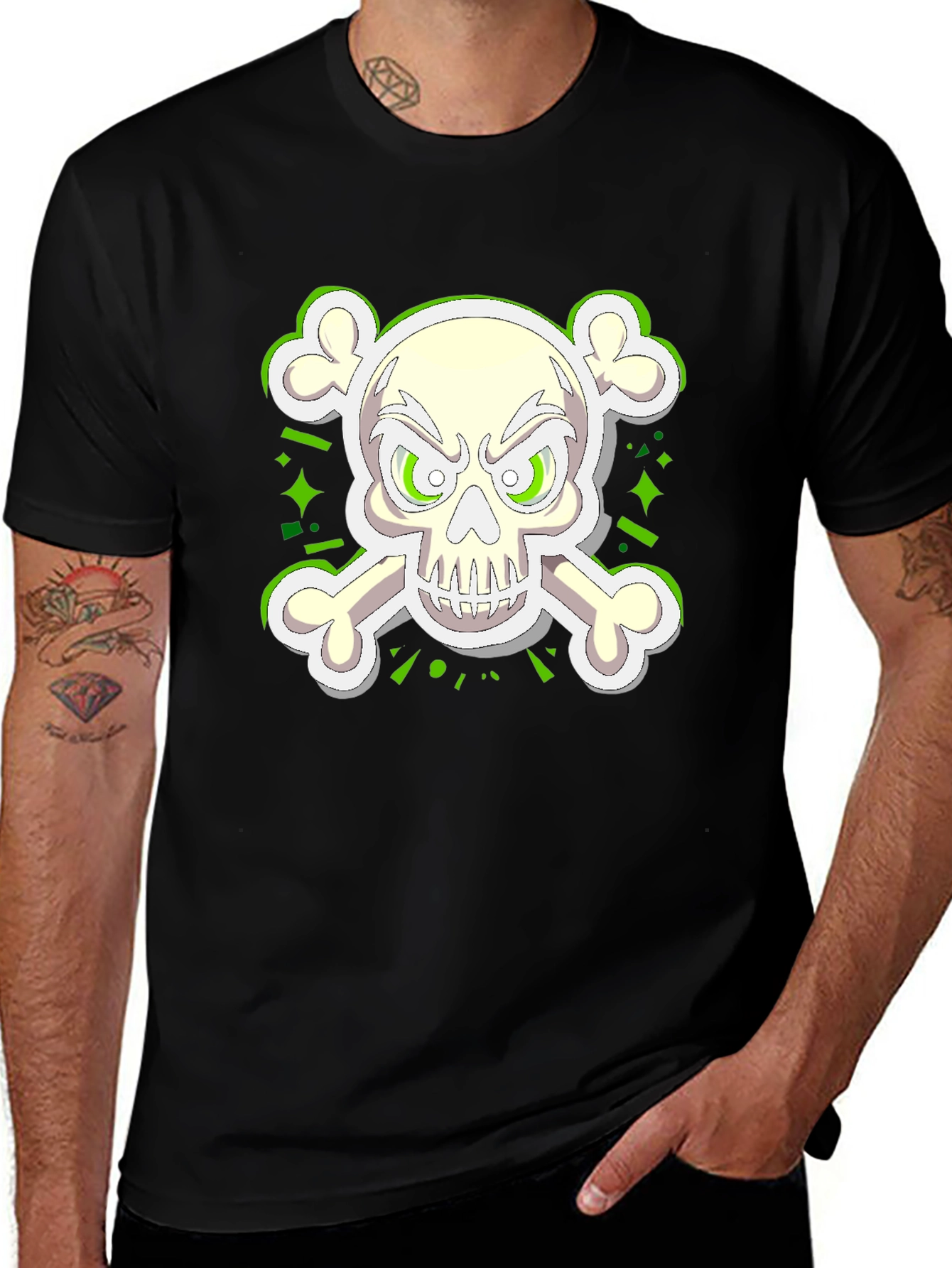 Variant 27 of Skull & Crossbones Graphic Tee - Black