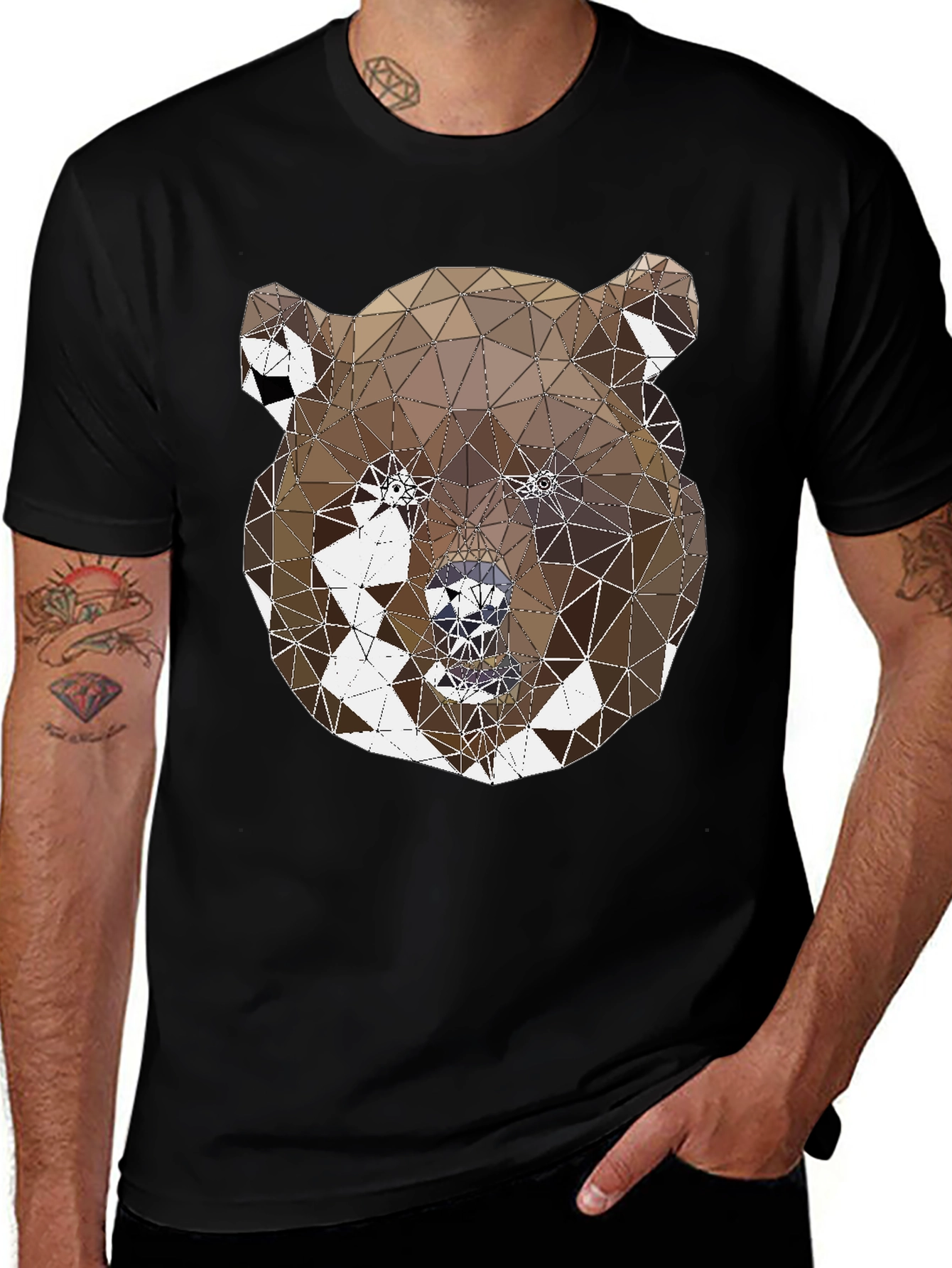 Variant 7 of Geometric Bear Graphic Tee - Modern Animal Design