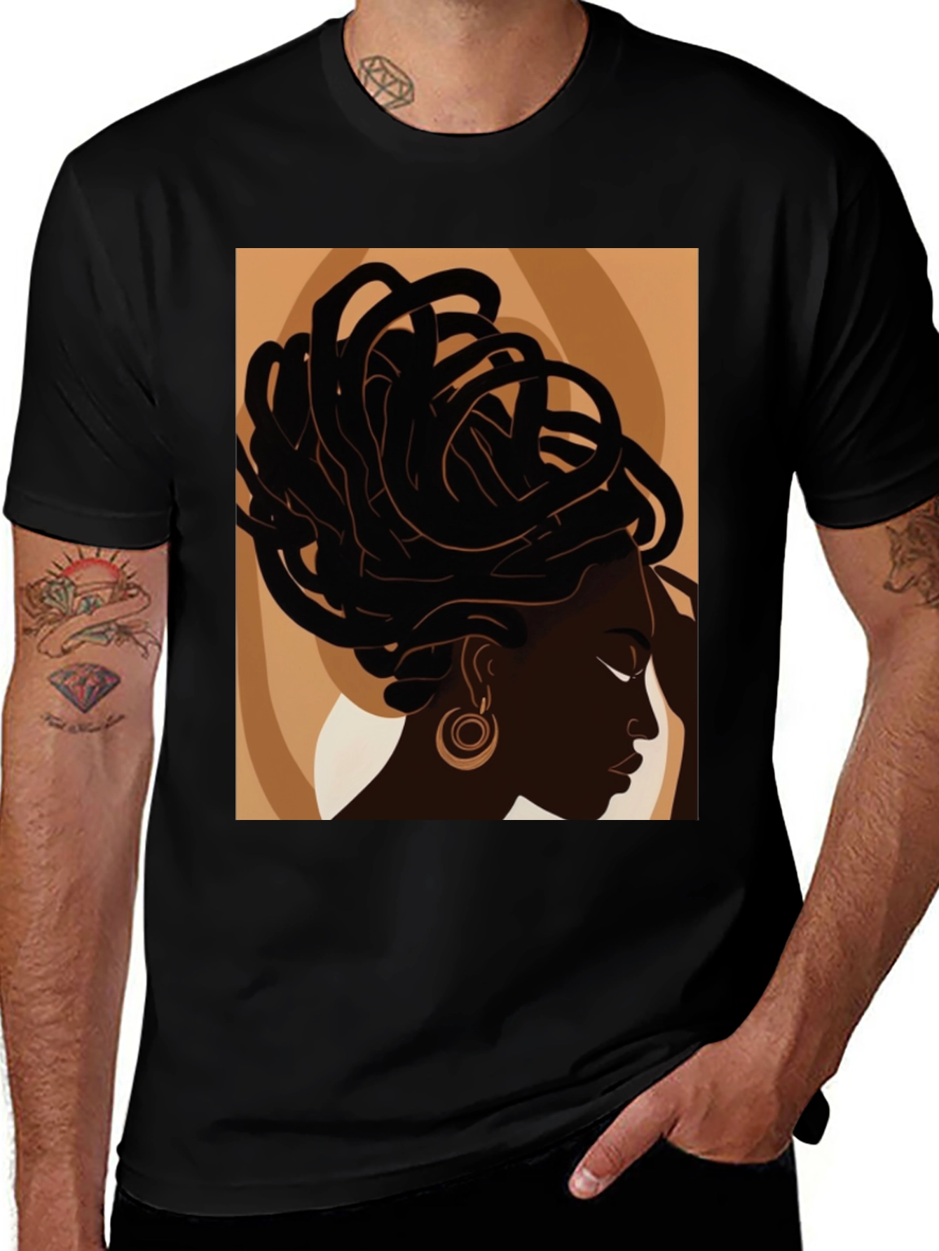 Variant 3 of Black Woman Art Graphic Tee - Stylish Afrocentric Design