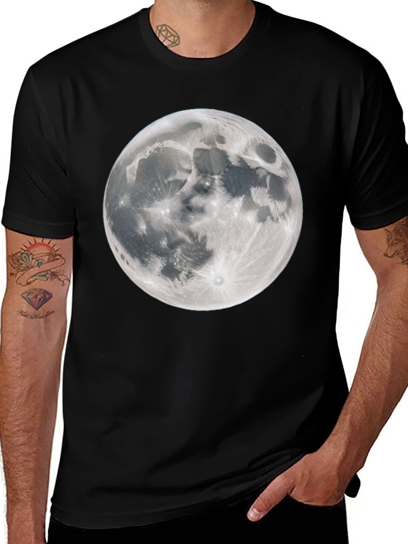 Variant 23 of Moon Graphic Black T-Shirt - Celestial Style