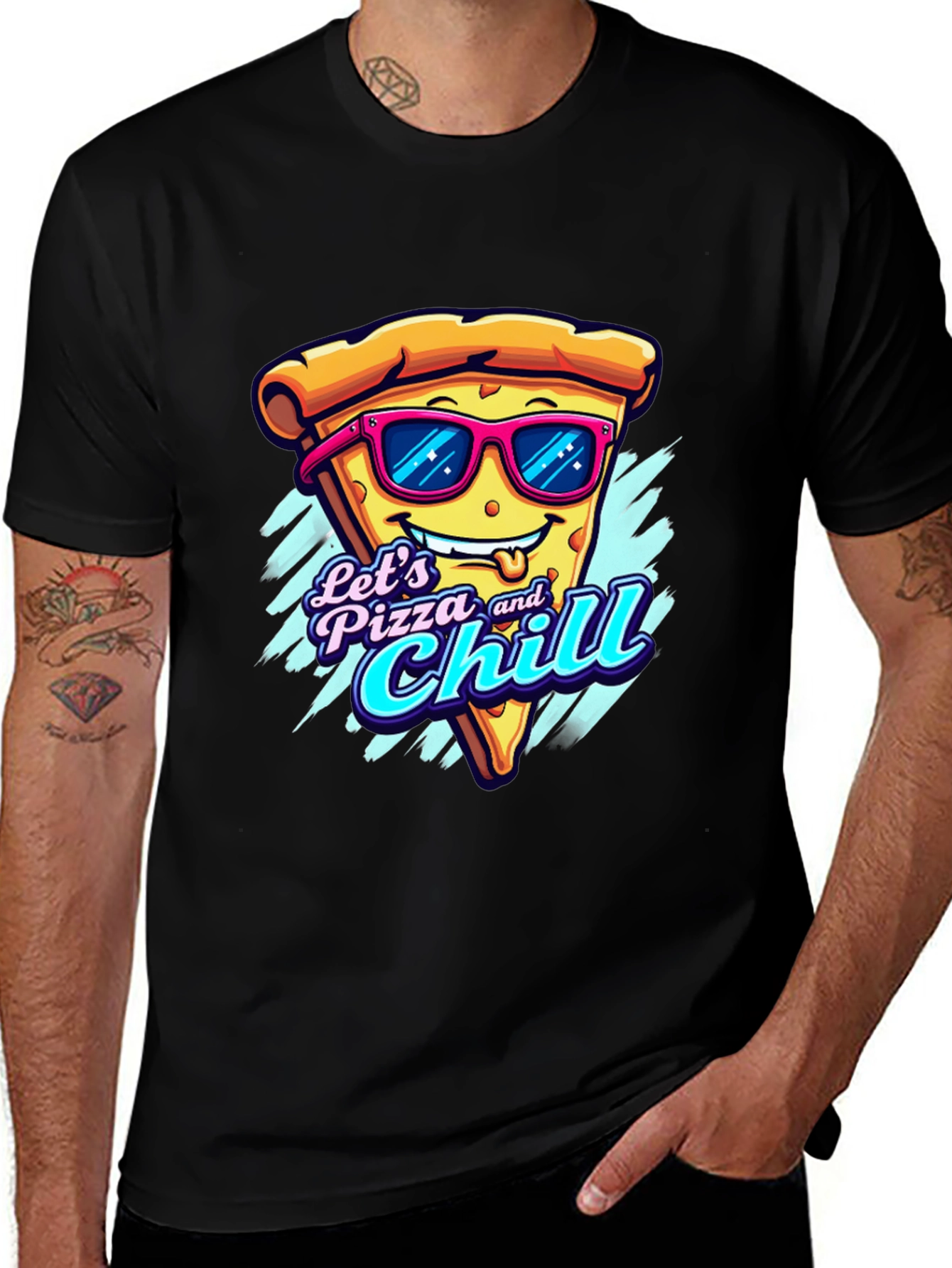 Variant 7 of Let's Pizza and Chill Funny Graphic Tee