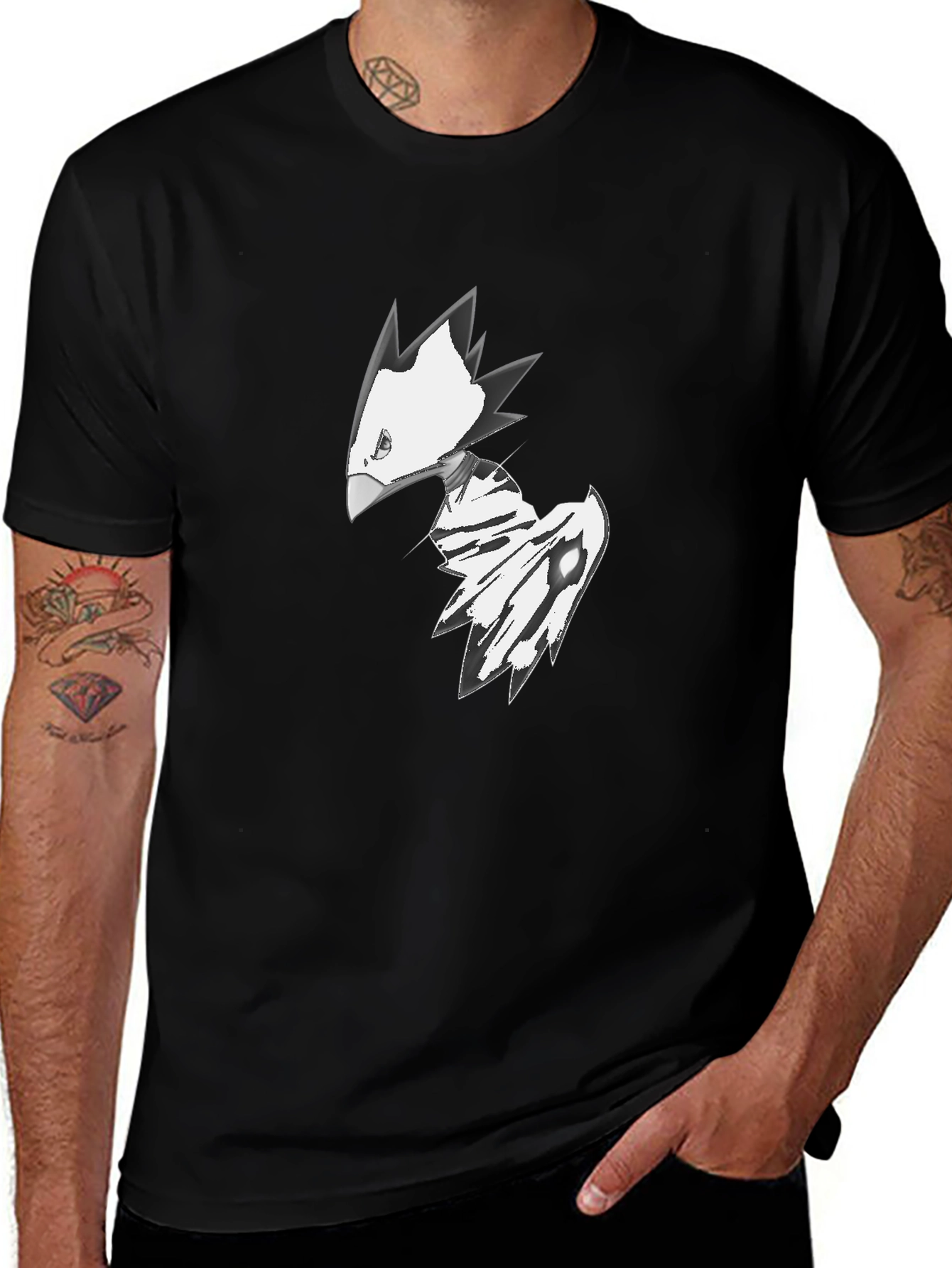 Variant 13 of Abstract Bird Graphic Tee - Black