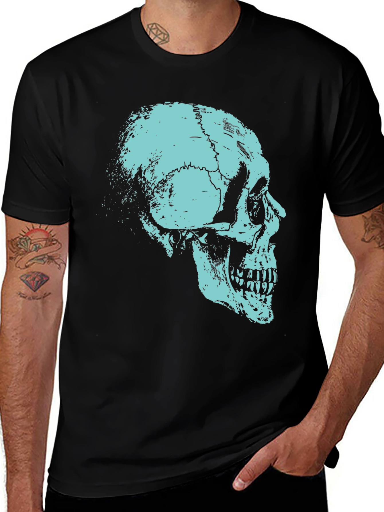 Variant 14 of Skull Graphic Print Black T-Shirt