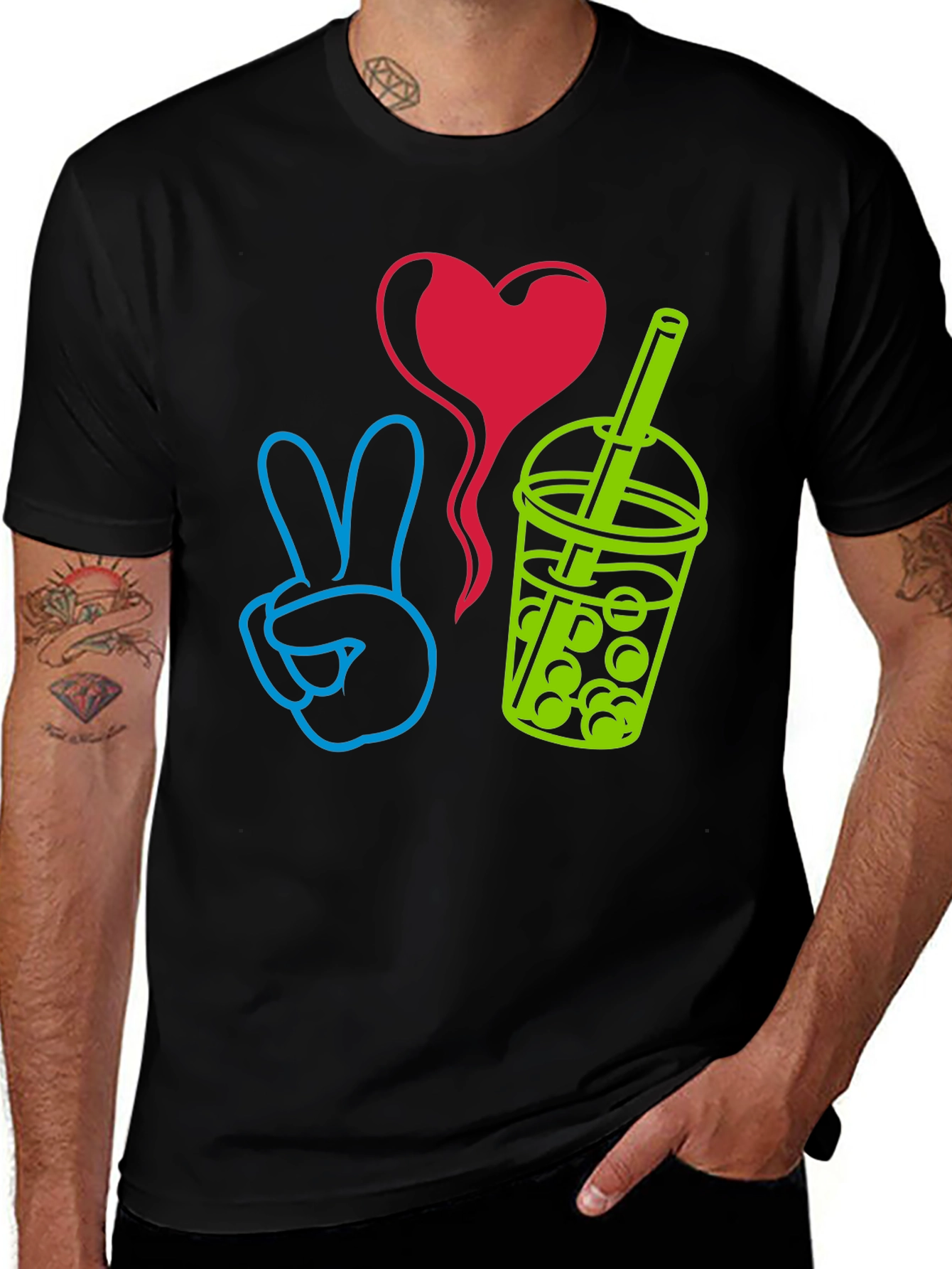 Variant 18 of Peace, Love, Boba T-Shirt - Trendy Graphic Tee