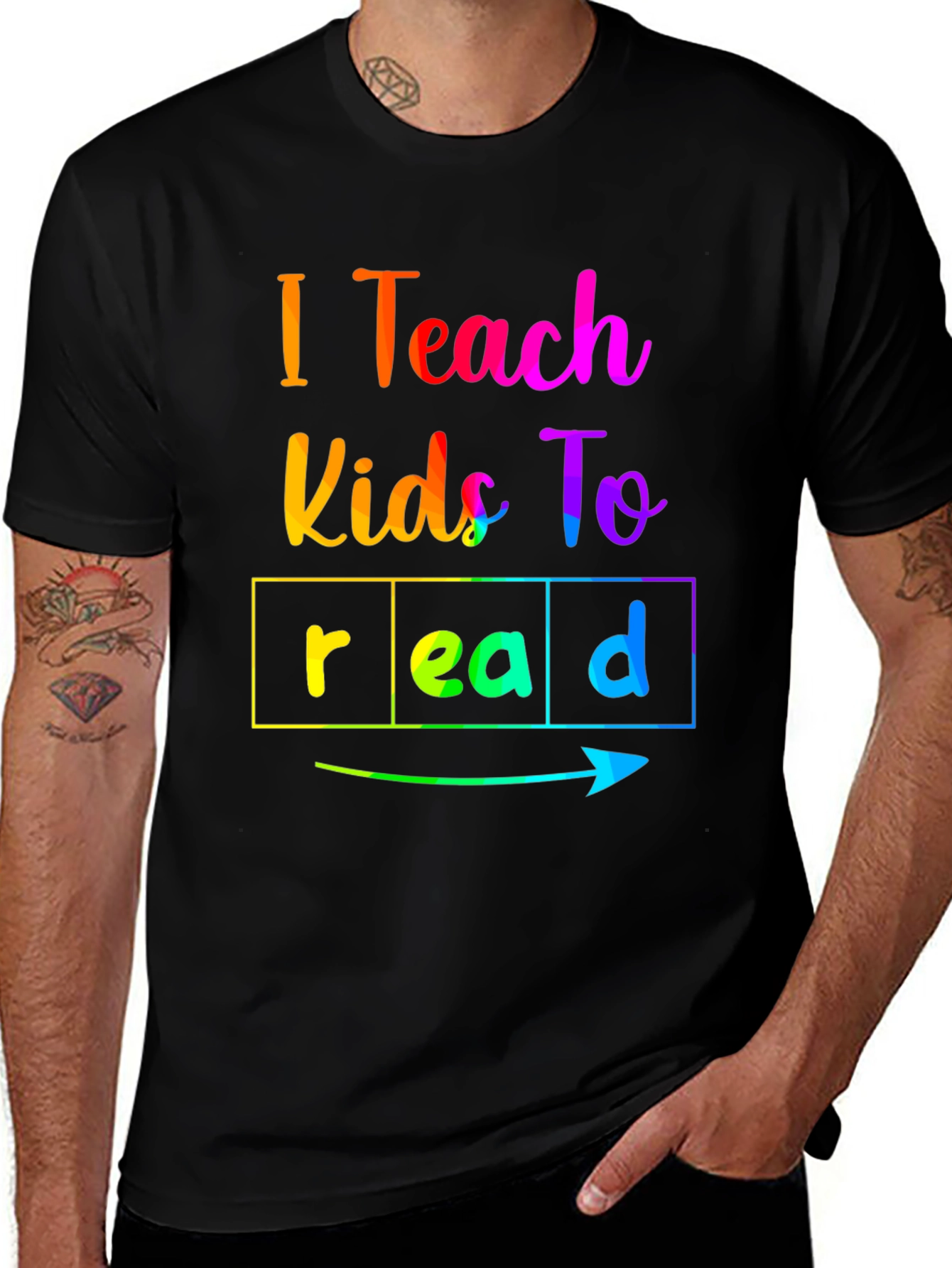 Variant 27 of I Teach Kids to Read T-Shirt Colorful Graphic Tee