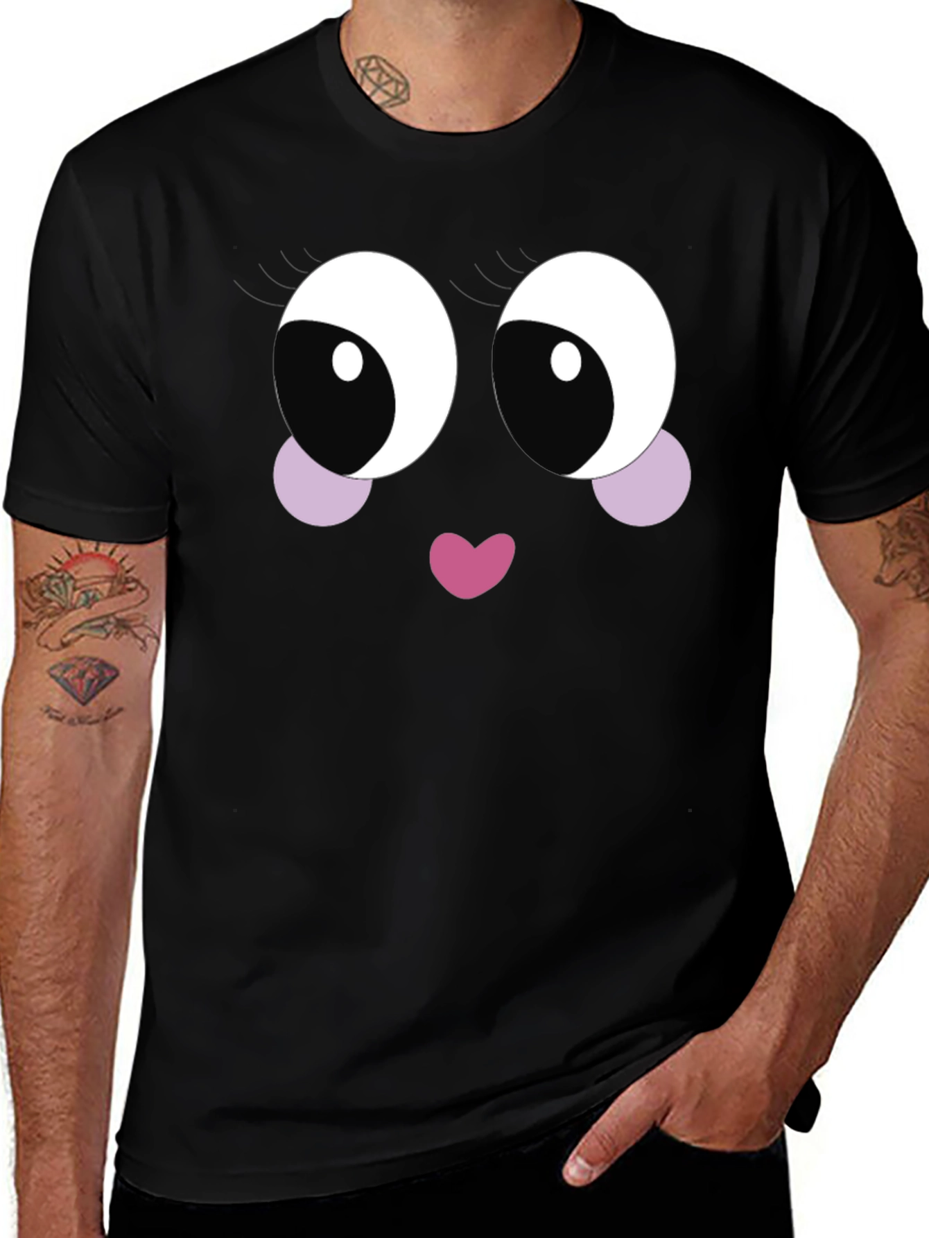 Variant 19 of Cute Cartoon Face Black T-Shirt